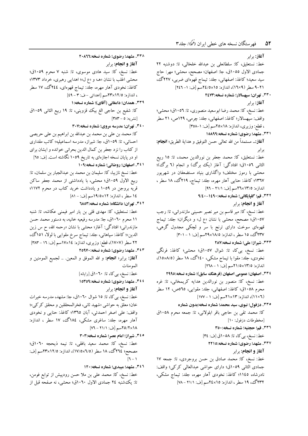 برگه‌ی ج ۳، ص ۵۲، ردیف ۳۴۰ در فنخا