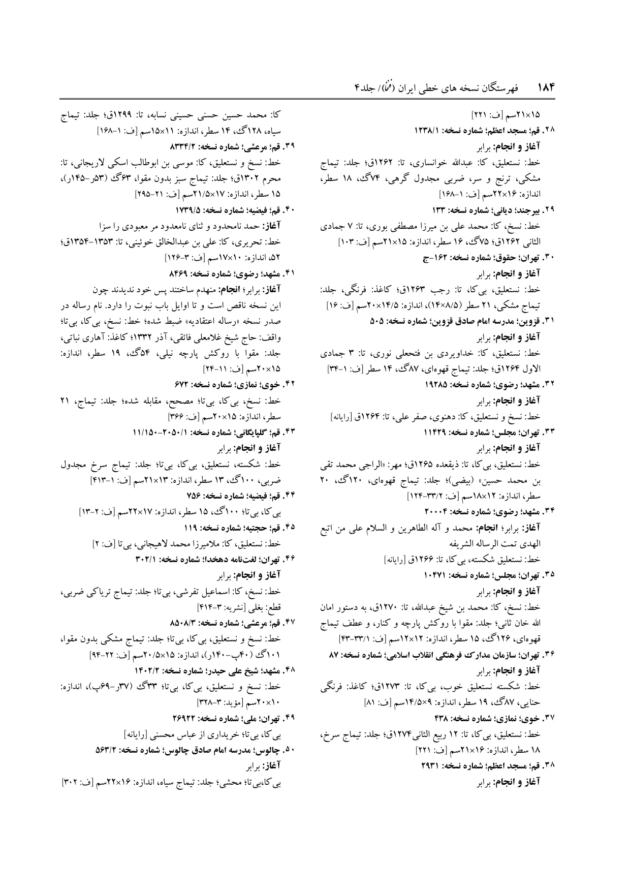 برگه‌ی ج ۴، ص ۱۸۴، ردیف ۳۱ در فنخا