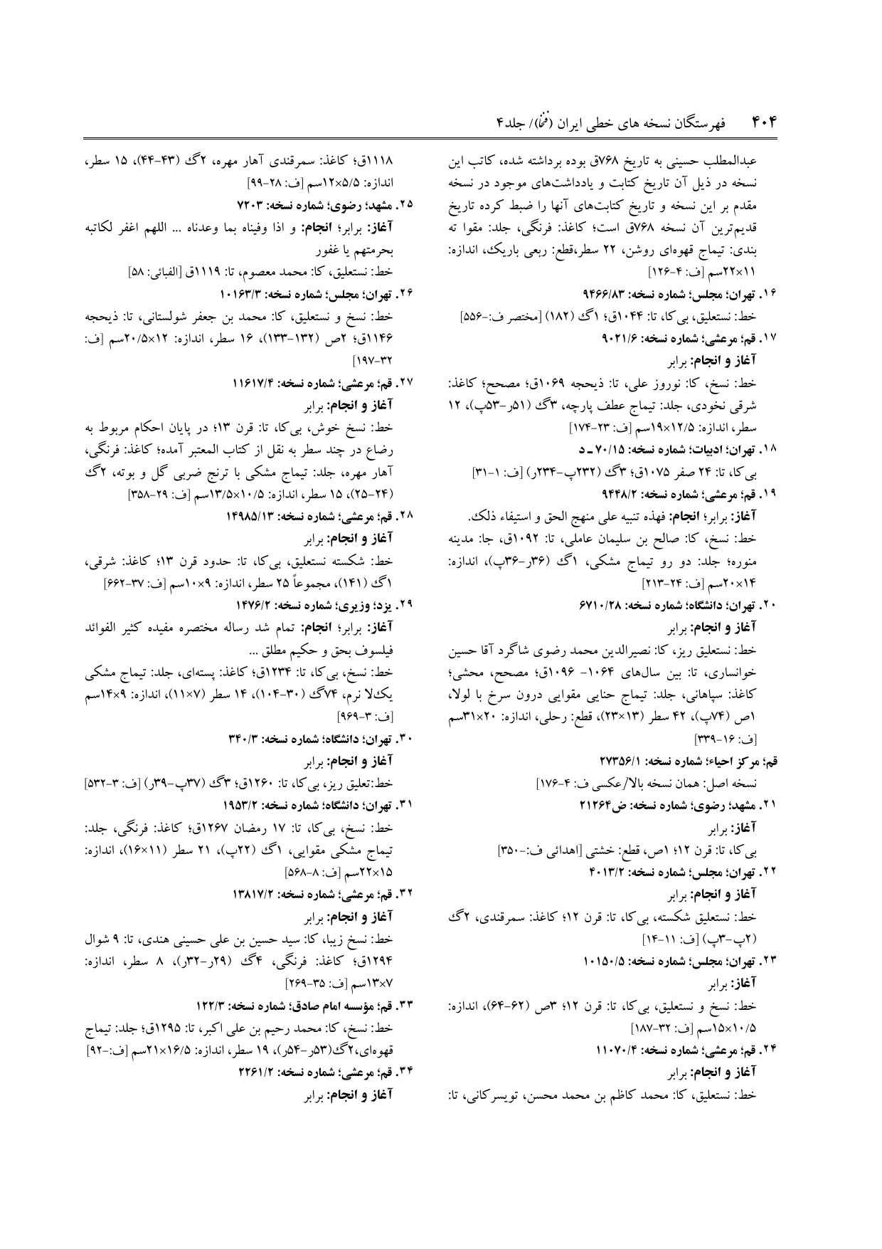 برگه‌ی ج ۴، ص ۴۰۴، ردیف ۳۳ در فنخا