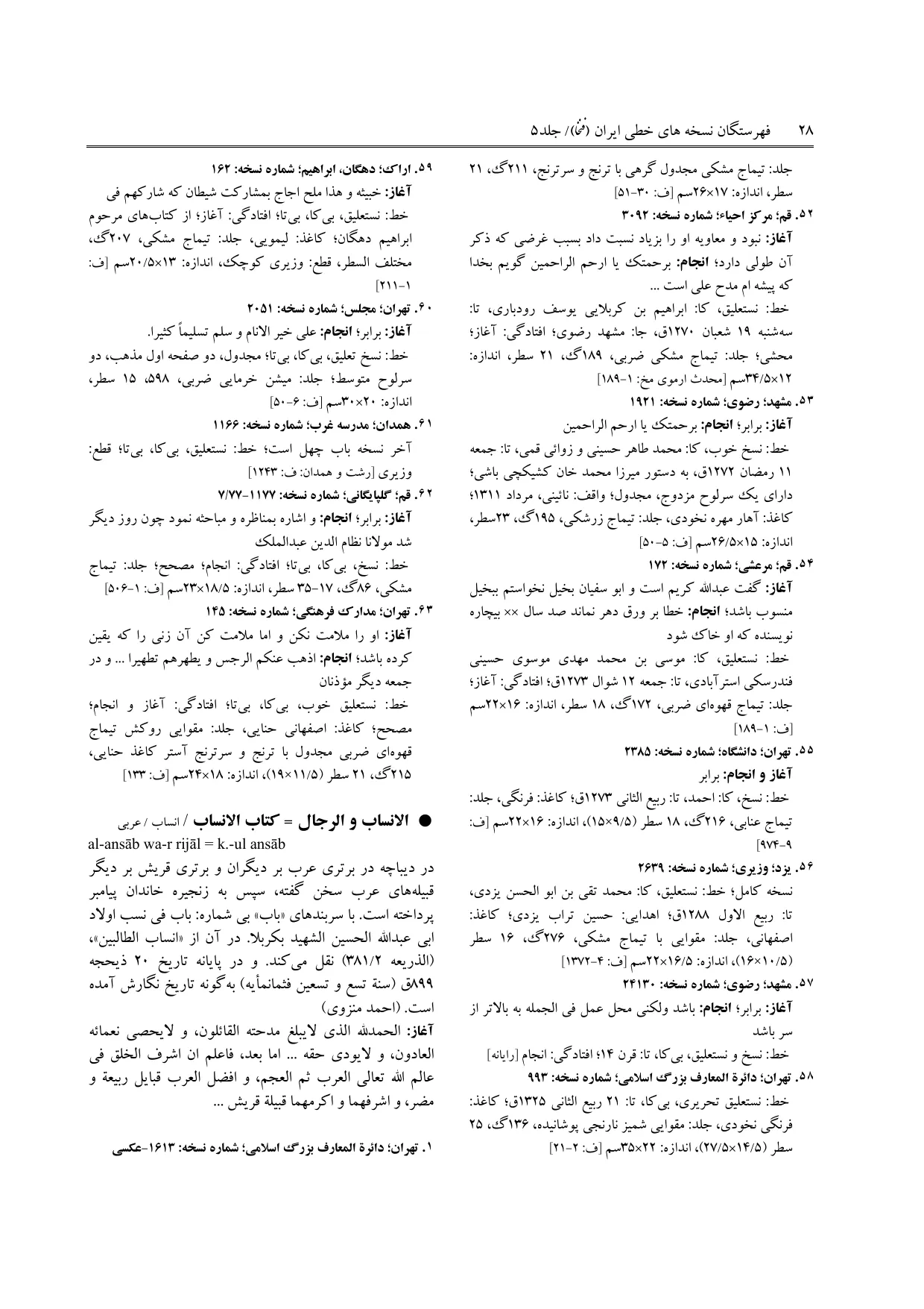برگه‌ی ج ۵، ص ۲۸، ردیف ۵۸ در فنخا