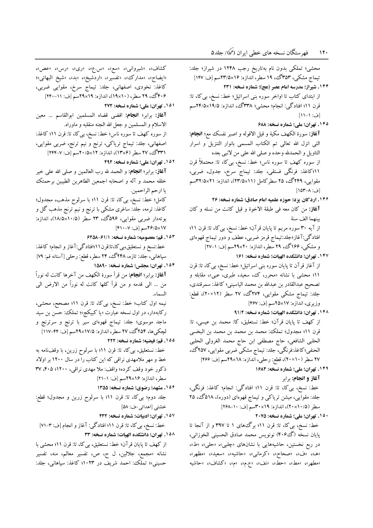 برگه‌ی ج ۵، ص ۱۲۰، ردیف ۱۴۶ در فنخا