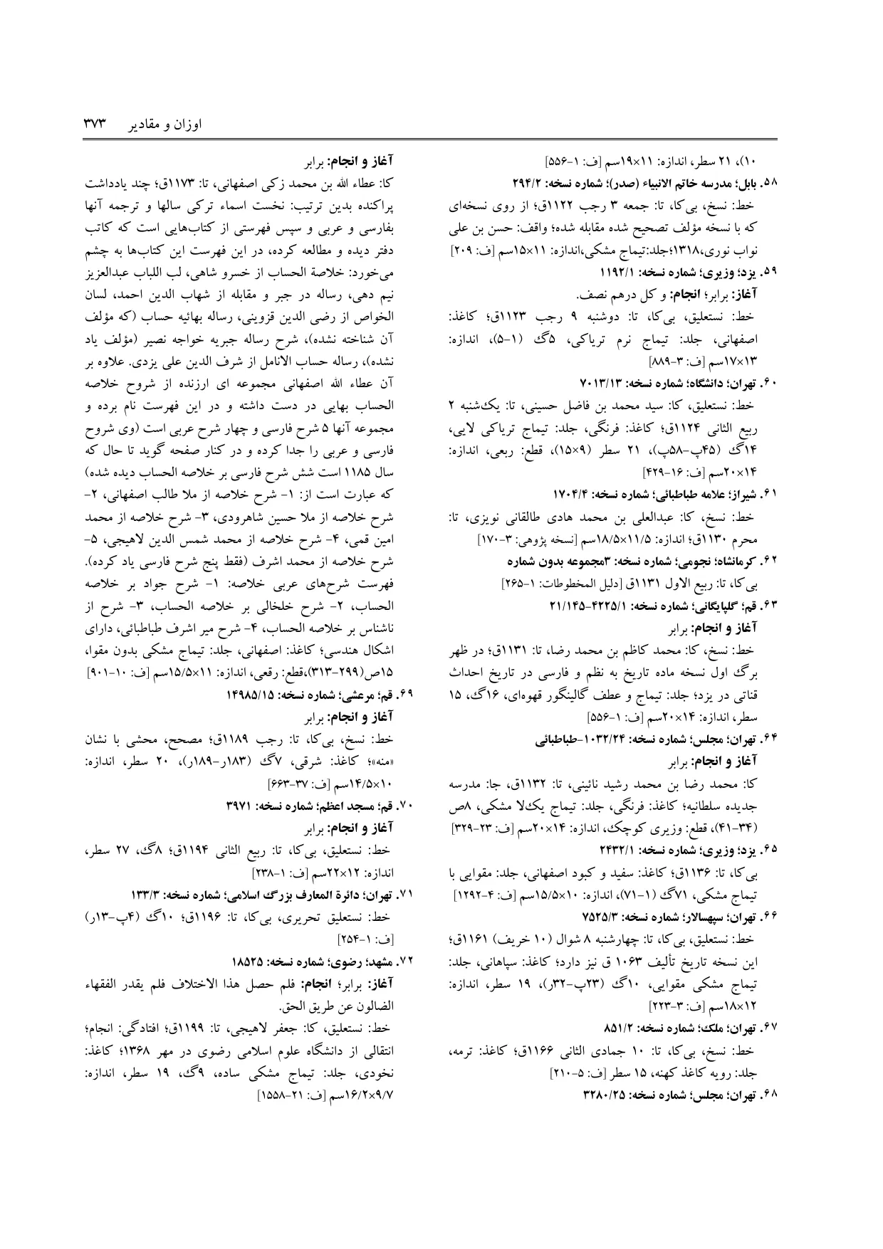 برگه‌ی ج ۵، ص ۳۷۳، ردیف ۵۸ در فنخا