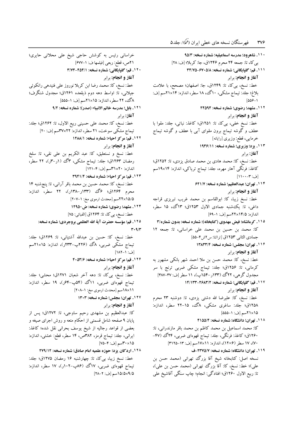 برگه‌ی ج ۵، ص ۳۷۶، ردیف ۱۲۸ در فنخا
