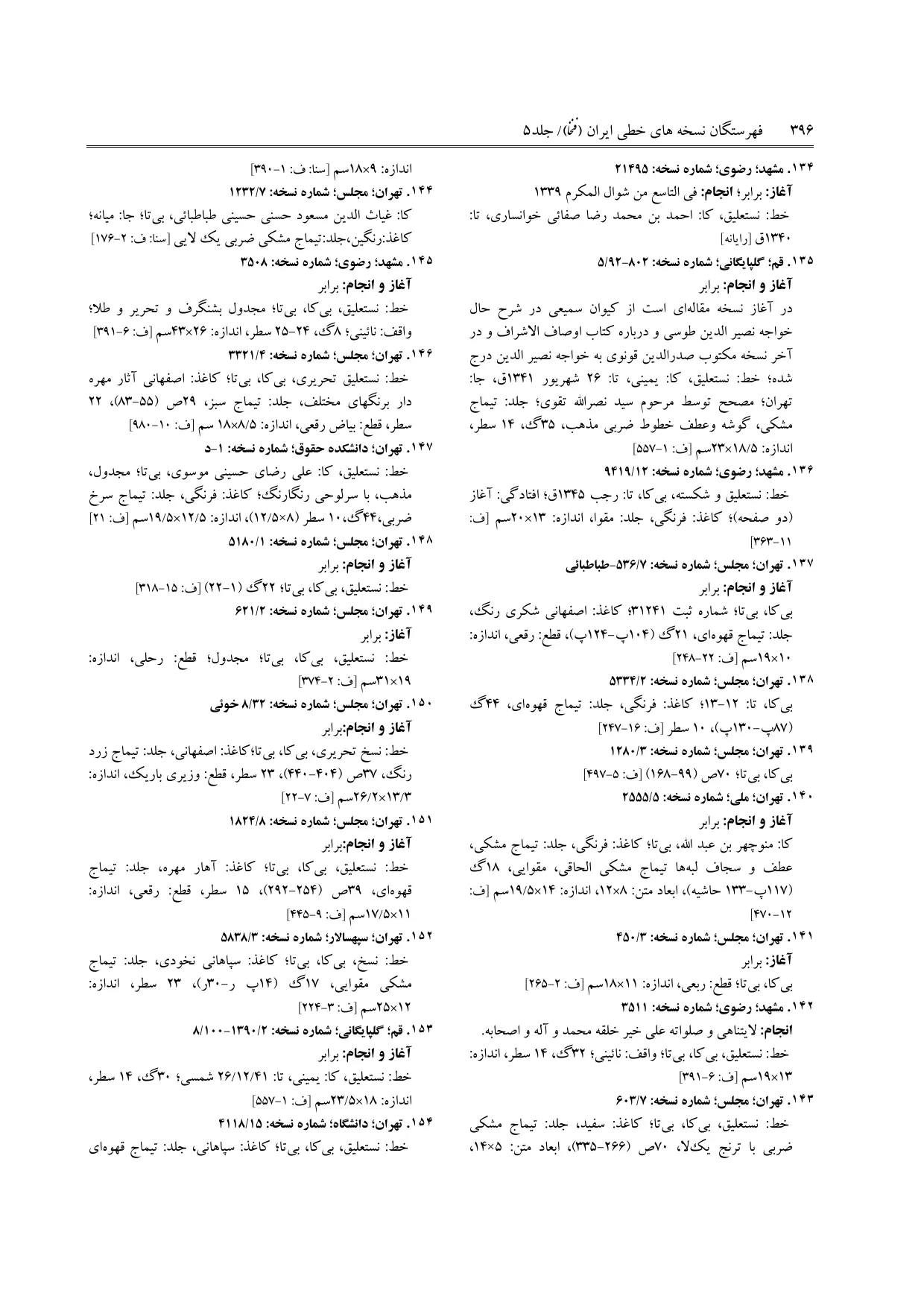 برگه‌ی ج ۵، ص ۳۹۶، ردیف ۱۴۷ در فنخا