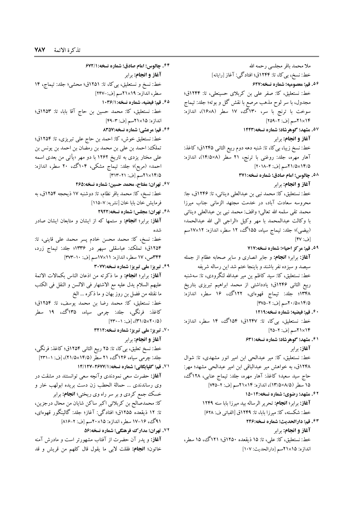 برگه‌ی ج ۷، ص ۷۸۷، ردیف ۶۹ در فنخا