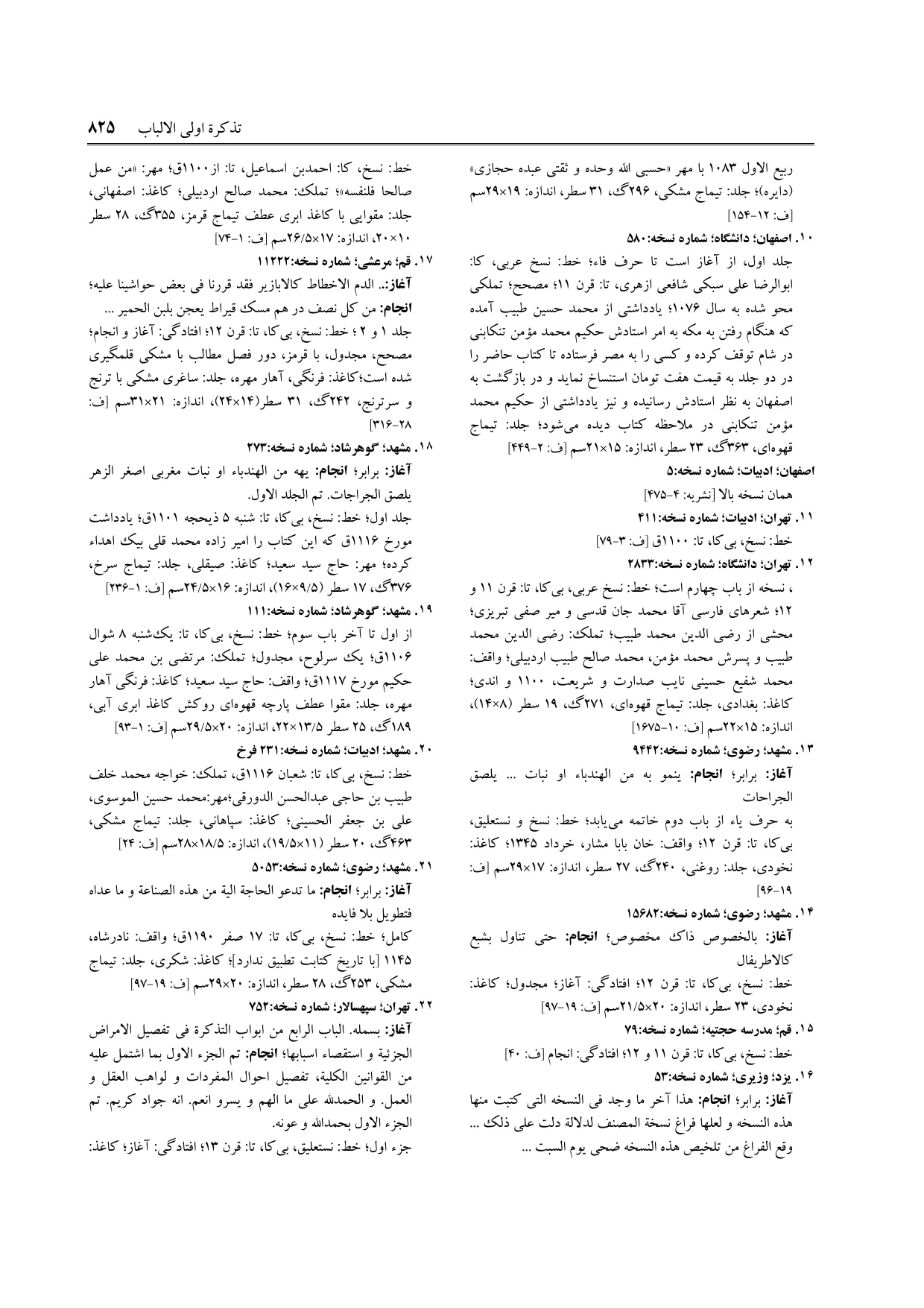 برگه‌ی ج ۷، ص ۸۲۵، ردیف ۱۵ در فنخا