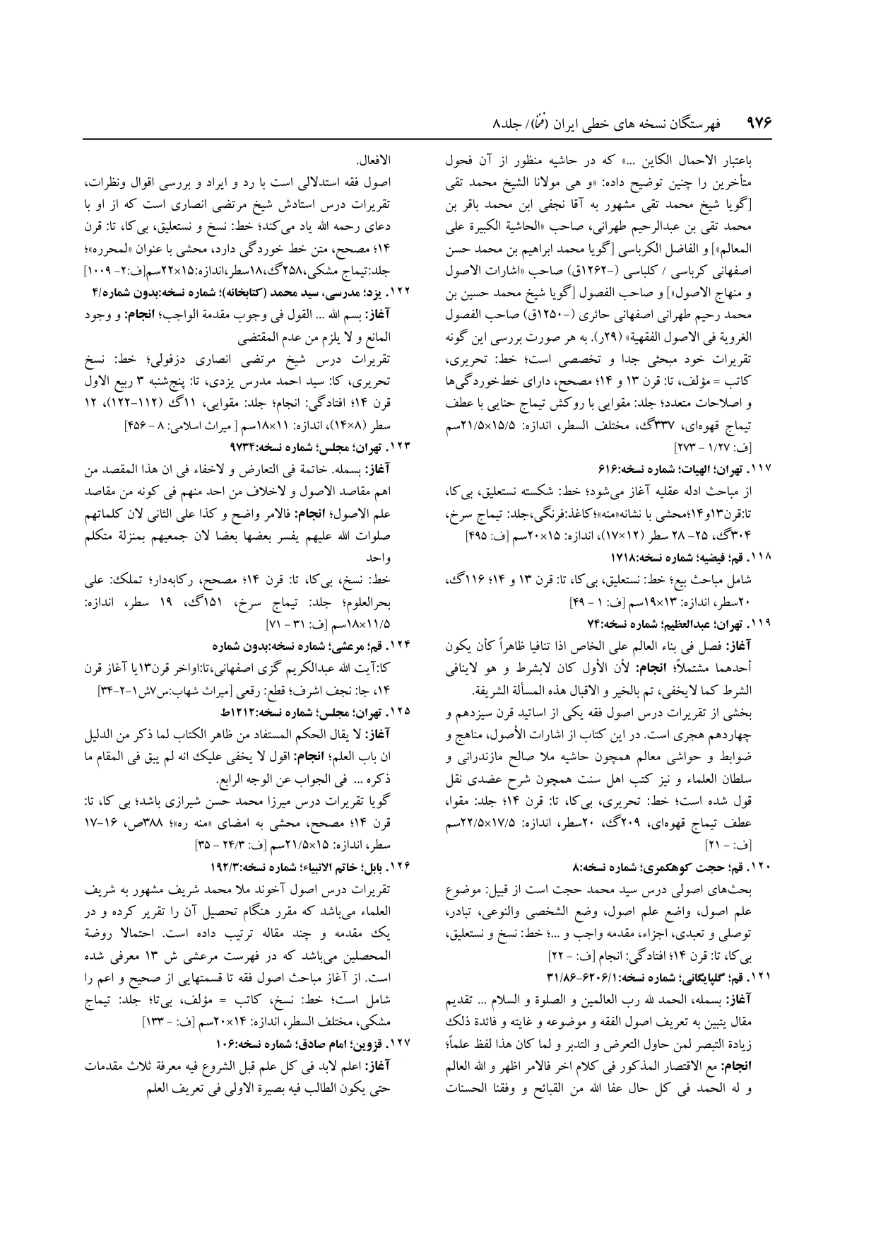 برگه‌ی ج ۸، ص ۹۷۶، ردیف ۱۲۲ در فنخا