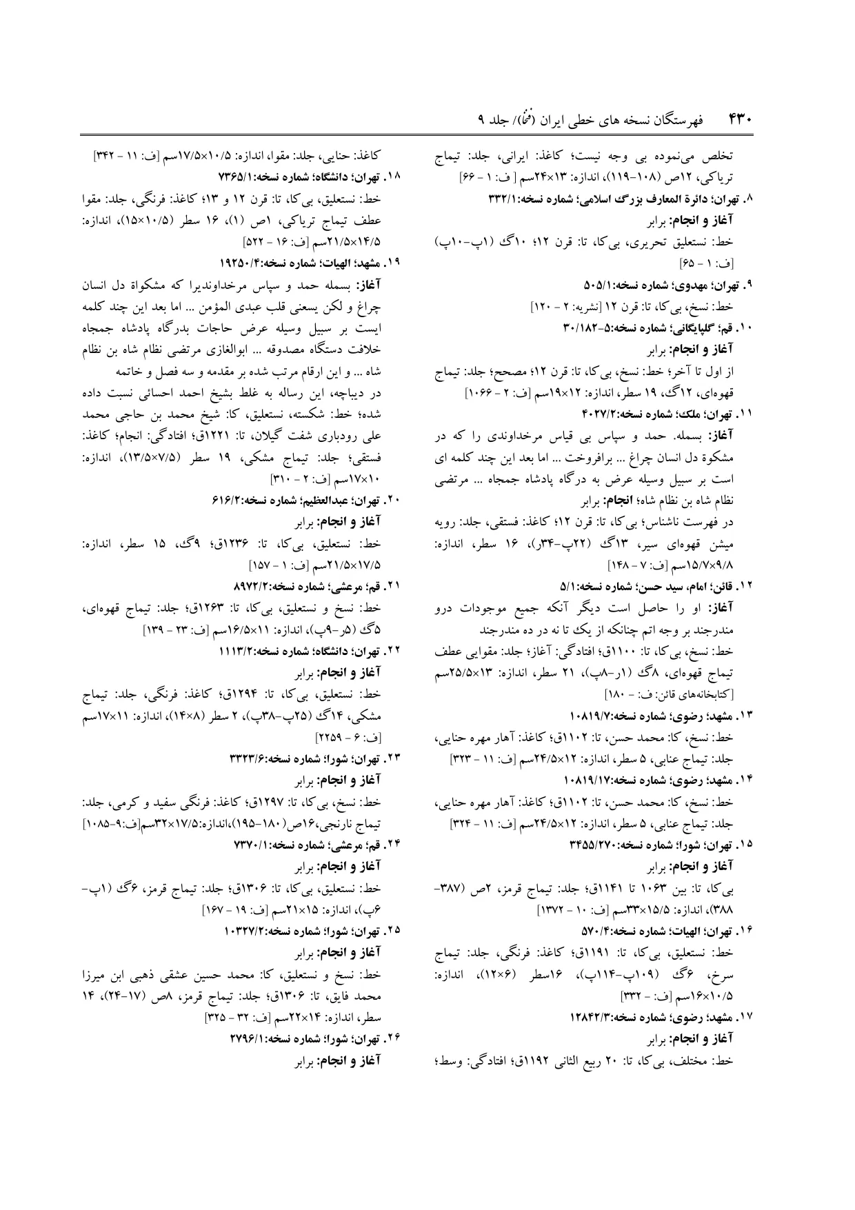 برگه‌ی فنخا، ج ۹، ص ۴۳۰، ردیف ۲۵