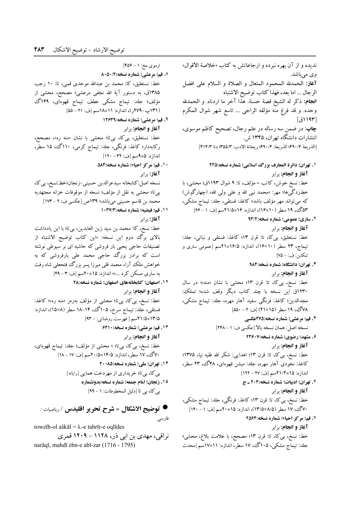 برگه‌ی فنخا، ج ۹، ص ۴۸۳، ردیف ۱