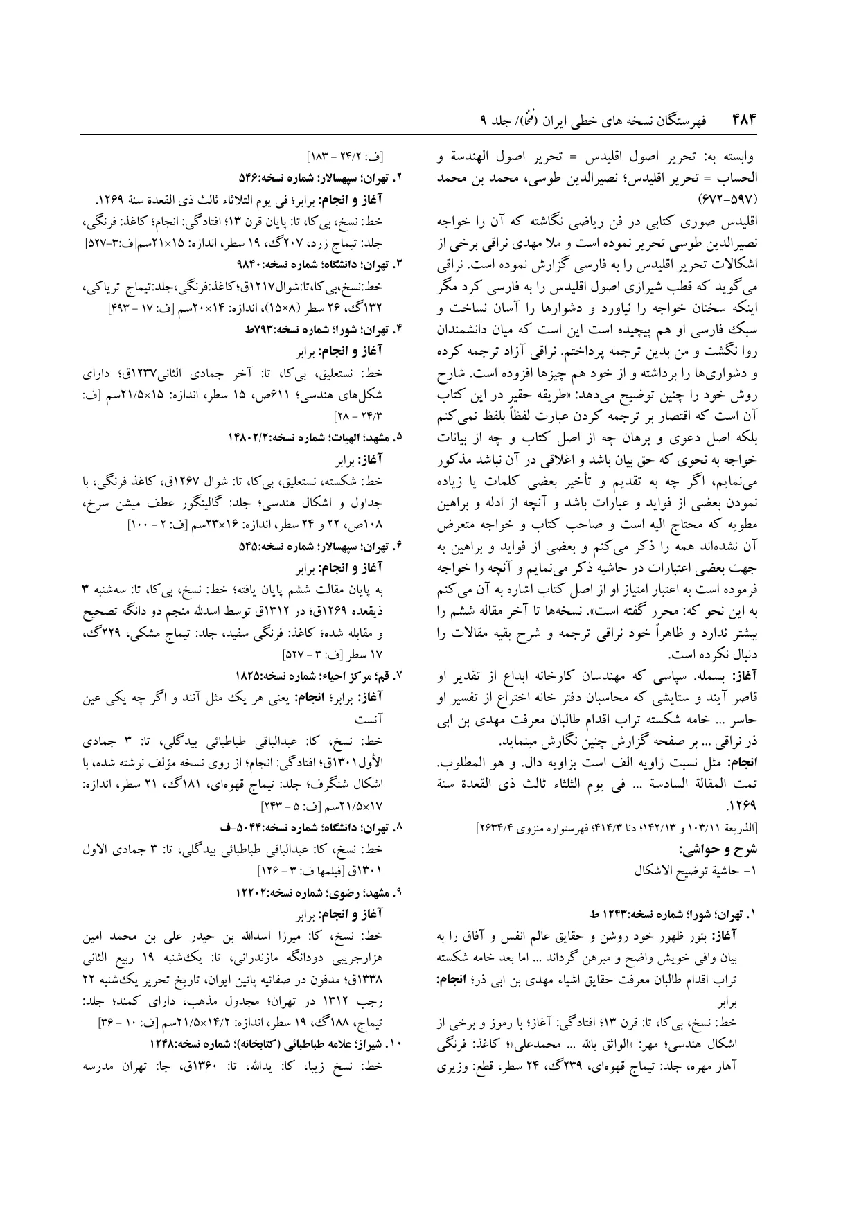 برگه‌ی ج ۹، ص ۴۸۴، ردیف ۱۰ در فنخا