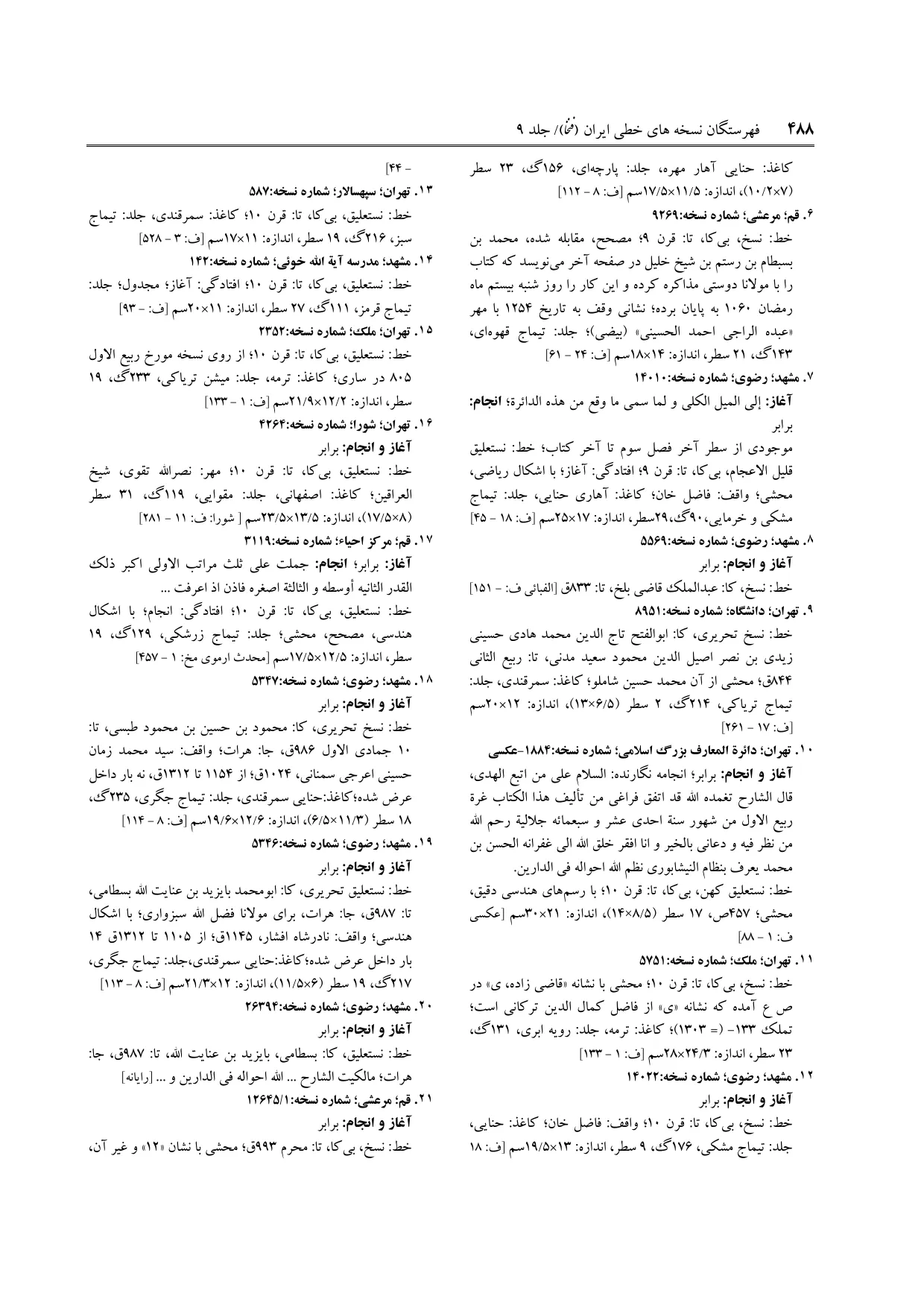 برگه‌ی فنخا، ج ۹، ص ۴۸۸، ردیف ۱۰