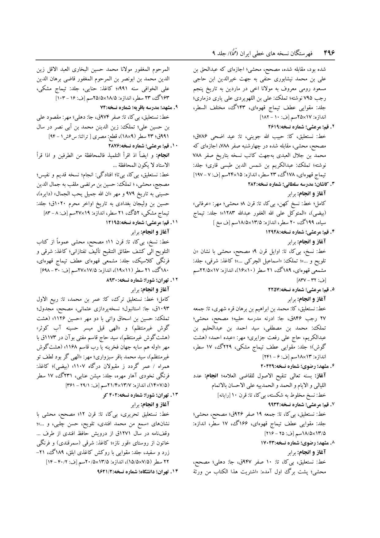 برگه‌ی ج ۹، ص ۴۹۶، ردیف ۱۲ در فنخا