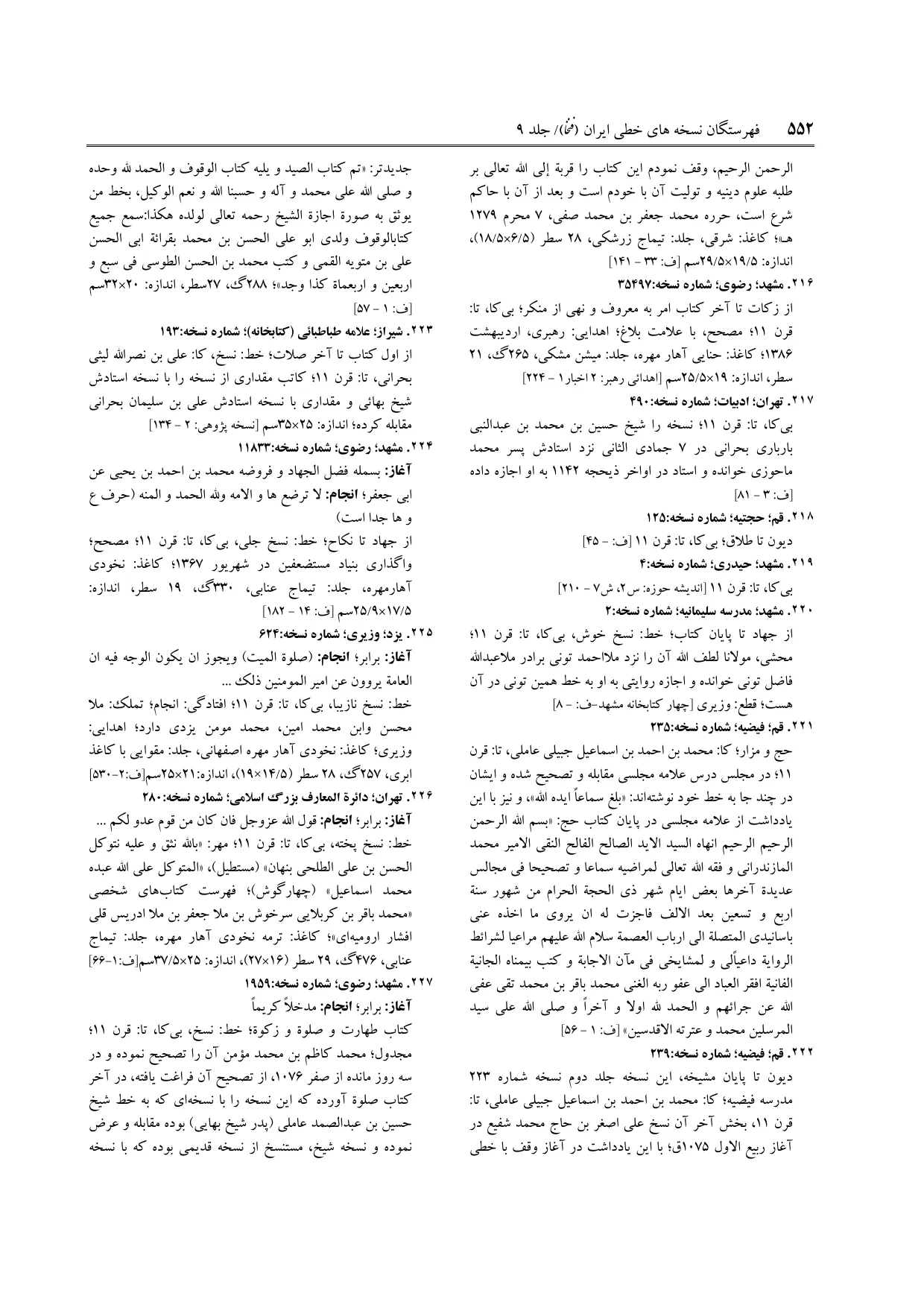 برگه‌ی ج ۹، ص ۵۵۲، ردیف ۲۲۳ در فنخا