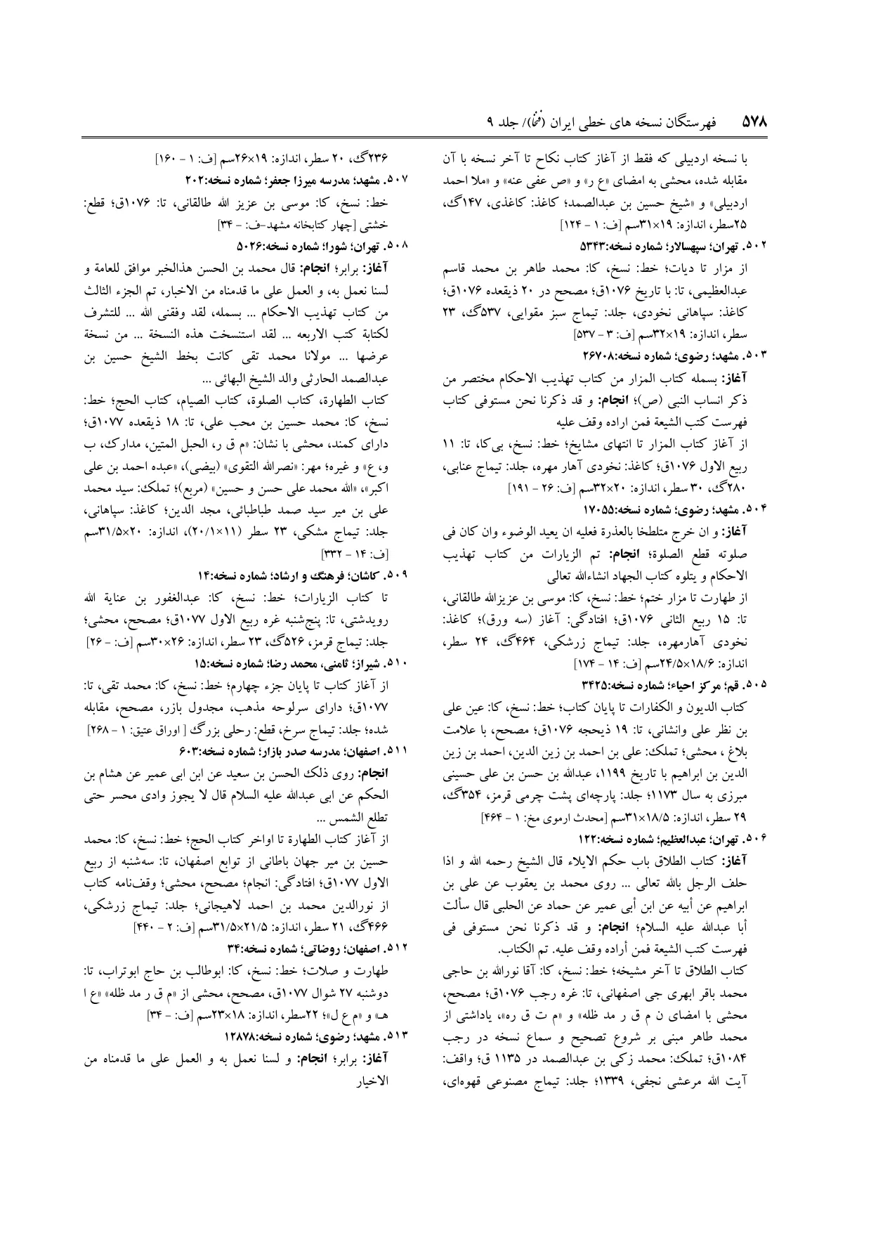 برگه‌ی ج ۹، ص ۵۷۸، ردیف ۵۰۸ در فنخا