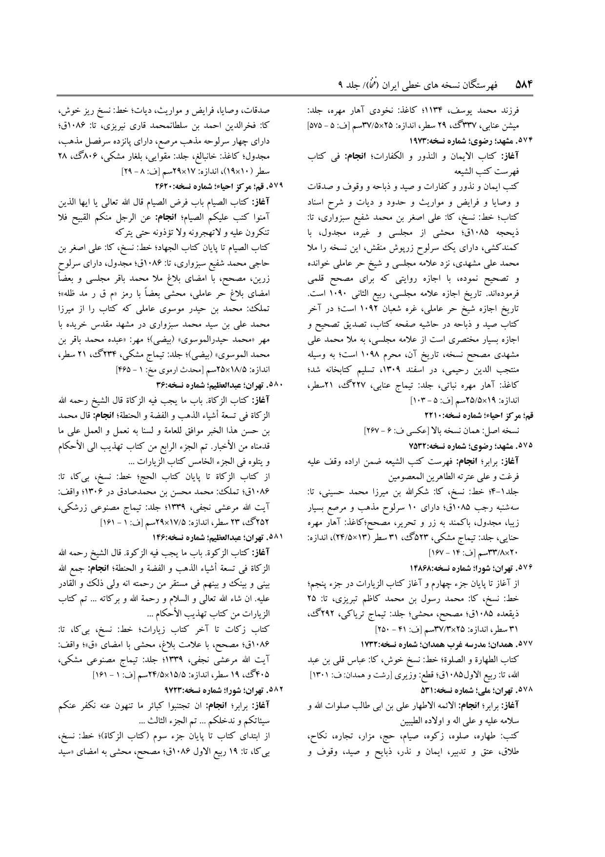 برگه‌ی ج ۹، ص ۵۸۴، ردیف ۵۸۲ در فنخا