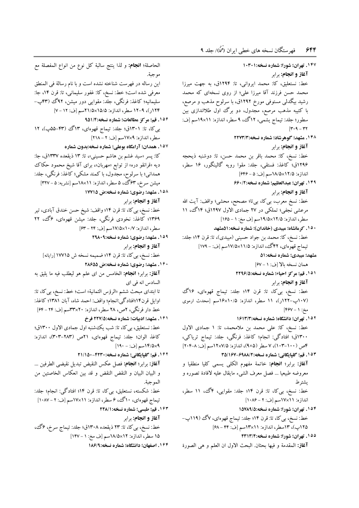برگه‌ی ج ۹، ص ۶۴۴، ردیف ۱۵۴ در فنخا