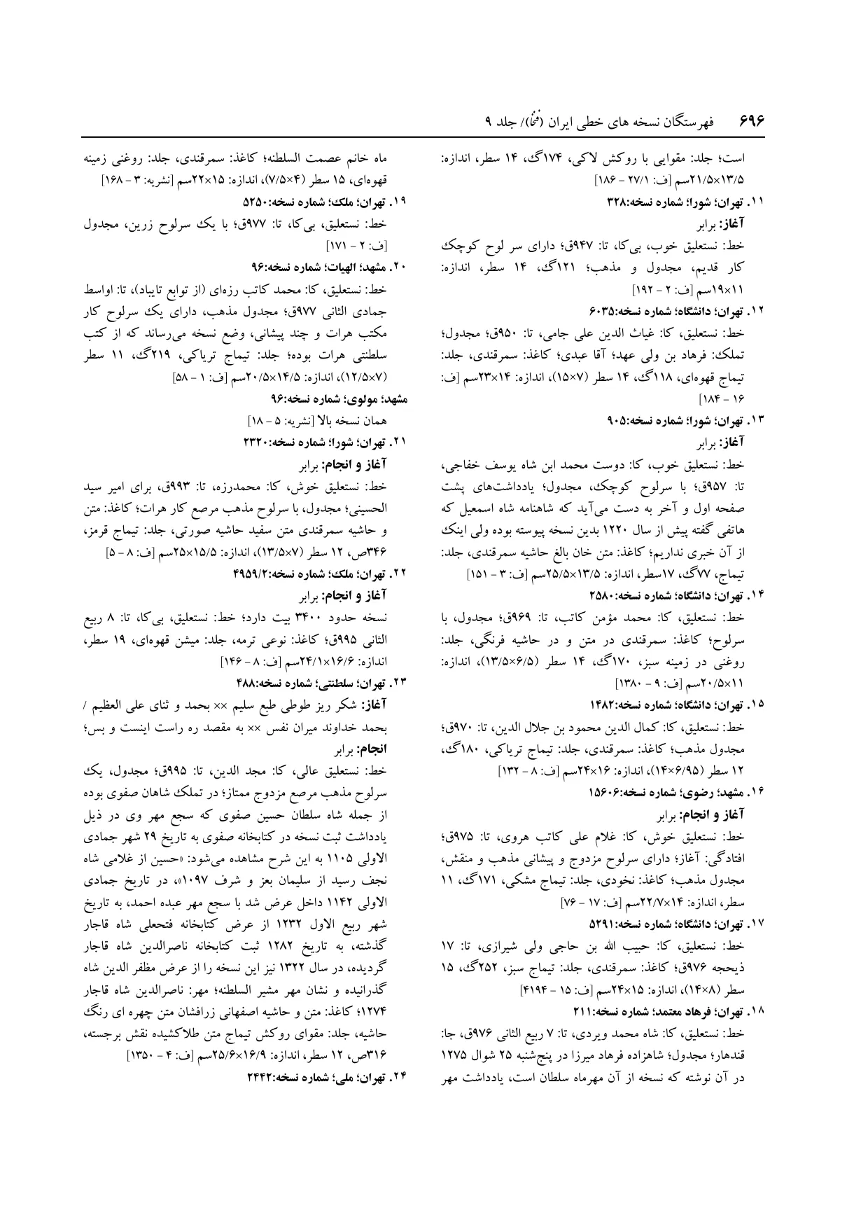 برگه‌ی ج ۹، ص ۶۹۶، ردیف ۱۳ در فنخا