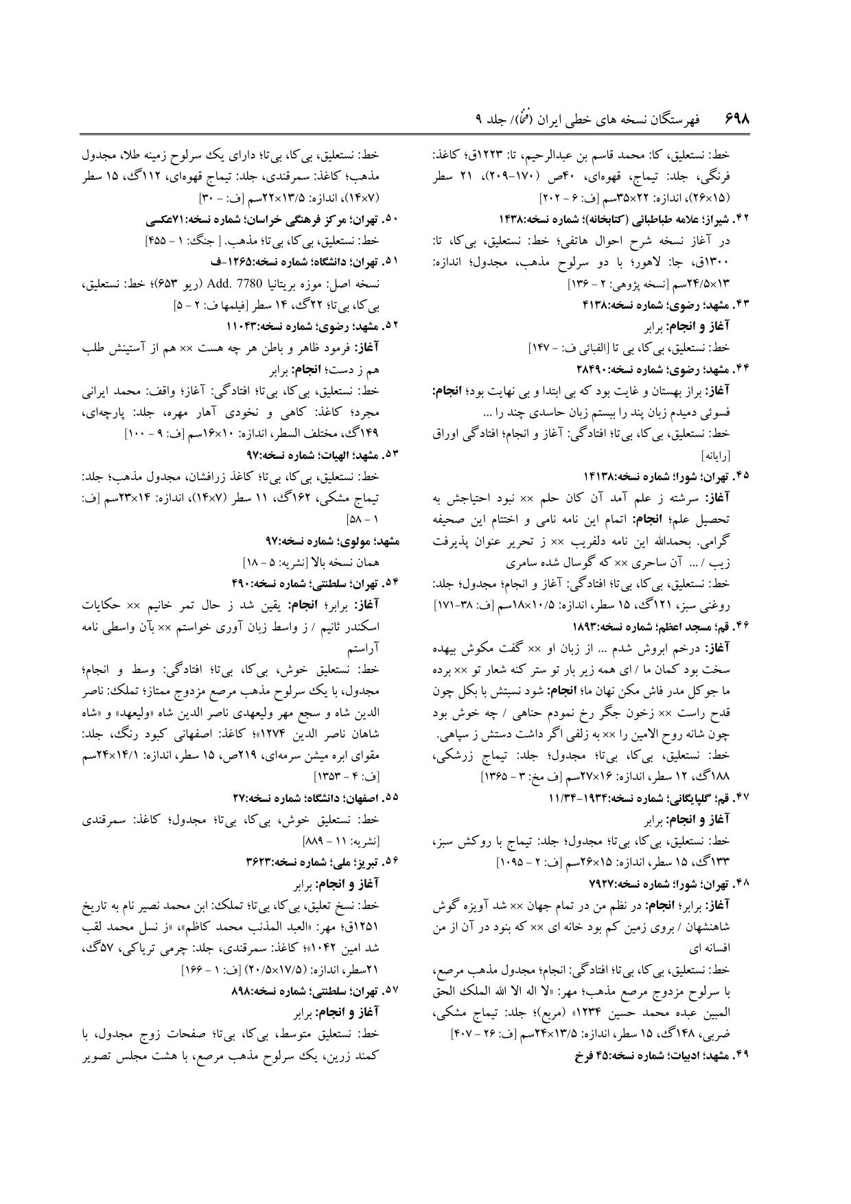 برگه‌ی ج ۹، ص ۶۹۸، ردیف ۴۲ در فنخا