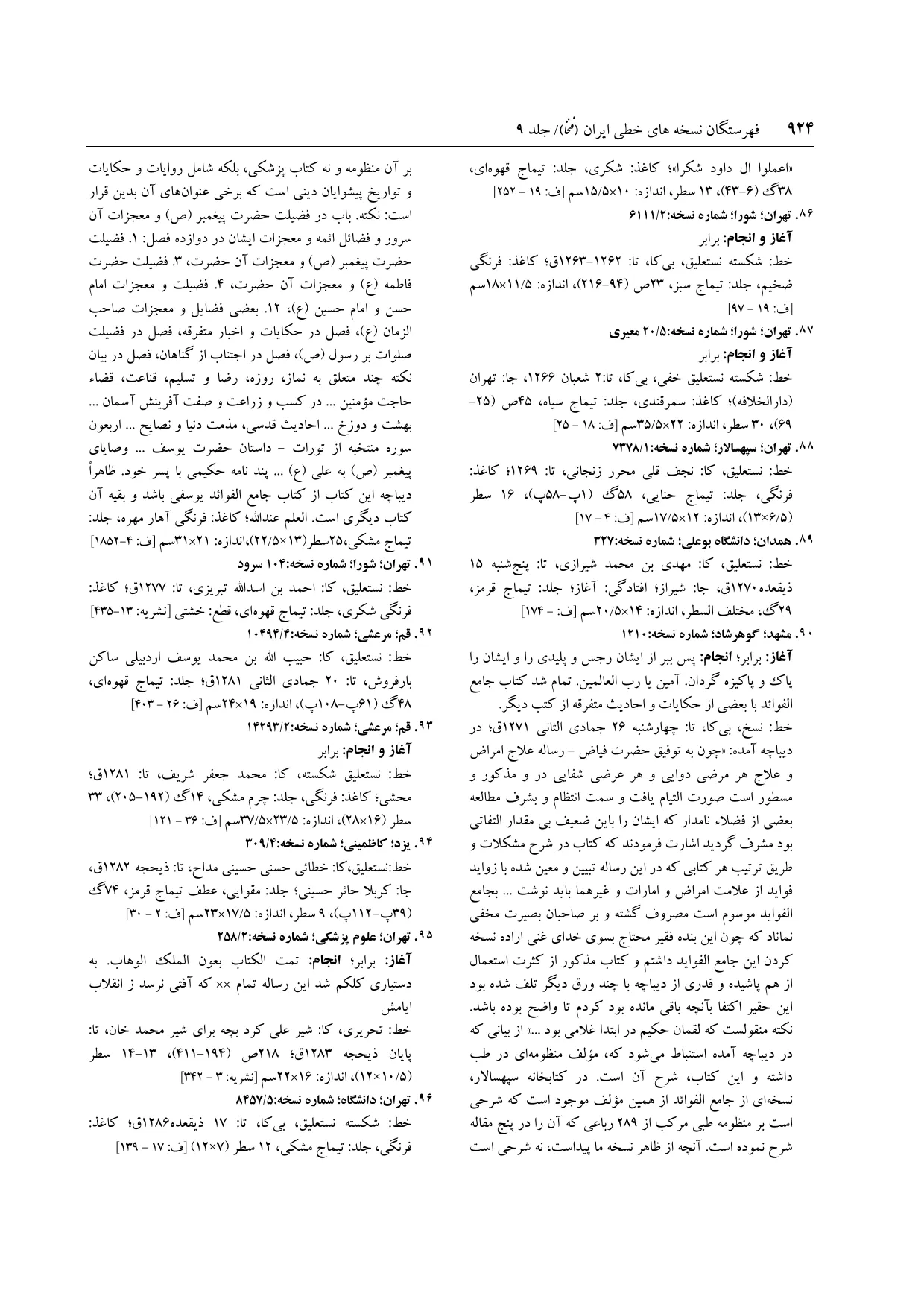 برگه‌ی ج ۹، ص ۹۲۴، ردیف ۸۷ در فنخا