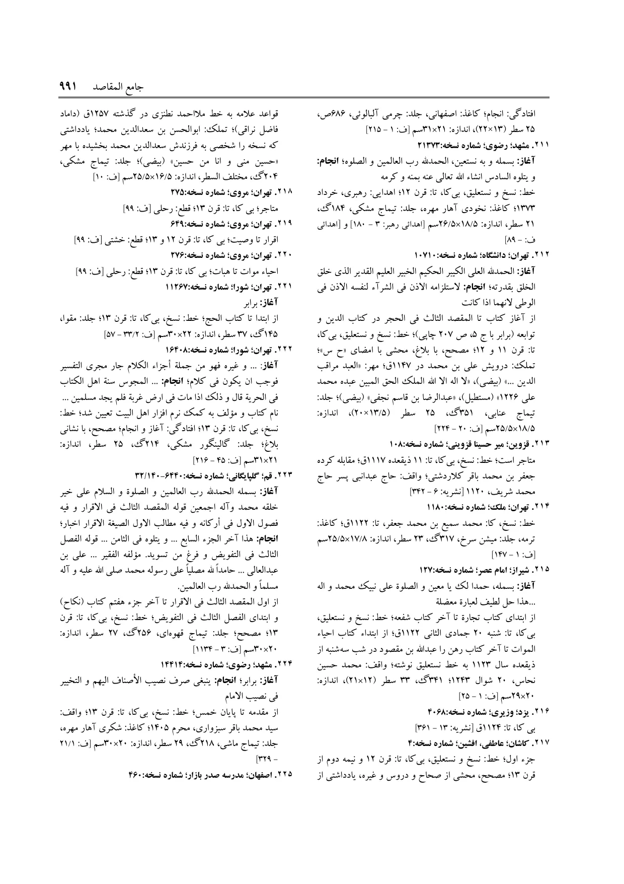 برگه‌ی ج ۹، ص ۹۹۱، ردیف ۲۲۲ در فنخا