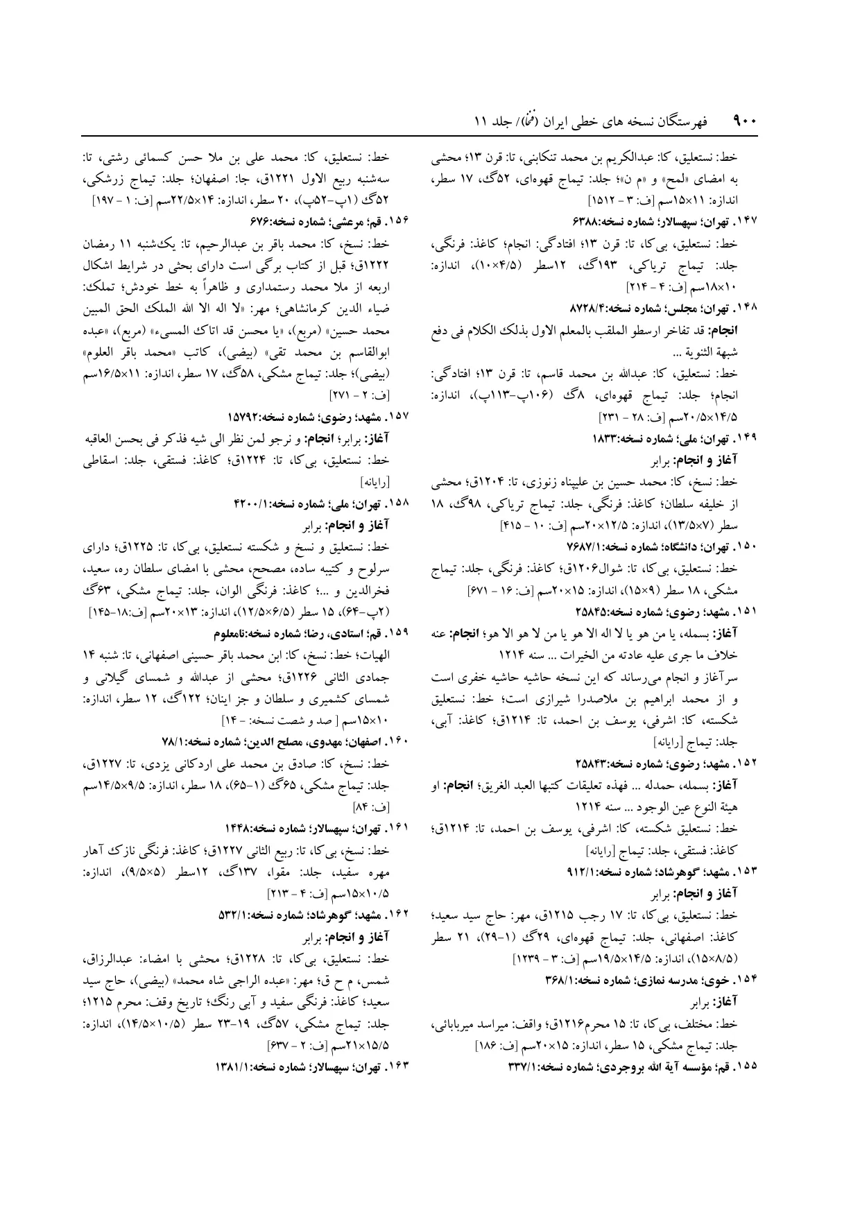 برگه‌ی ج ۱۱، ص ۹۰۰، ردیف ۱۵۴ در فنخا