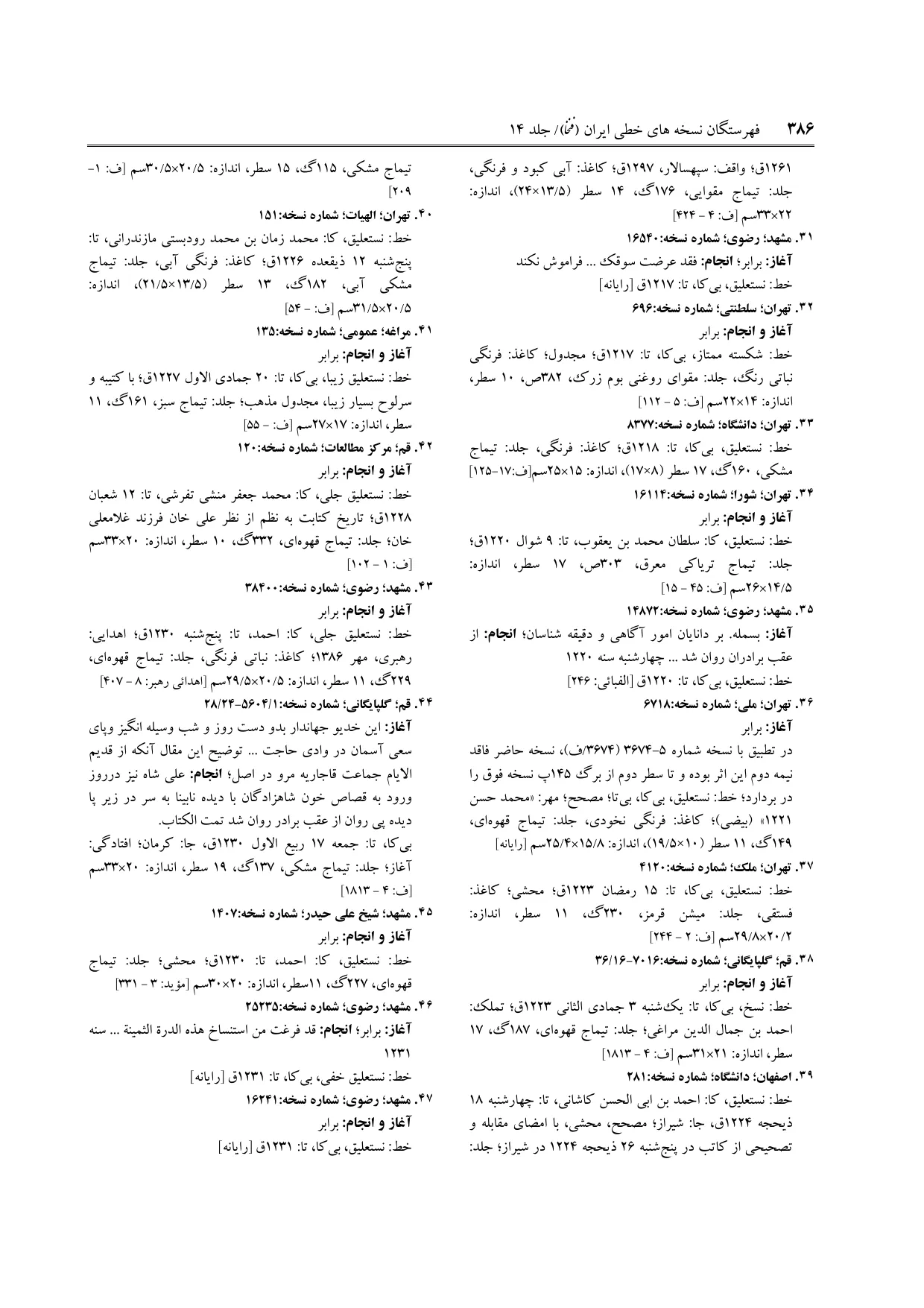 برگه‌ی ج ۱۴، ص ۳۸۶، ردیف ۳۴ در فنخا