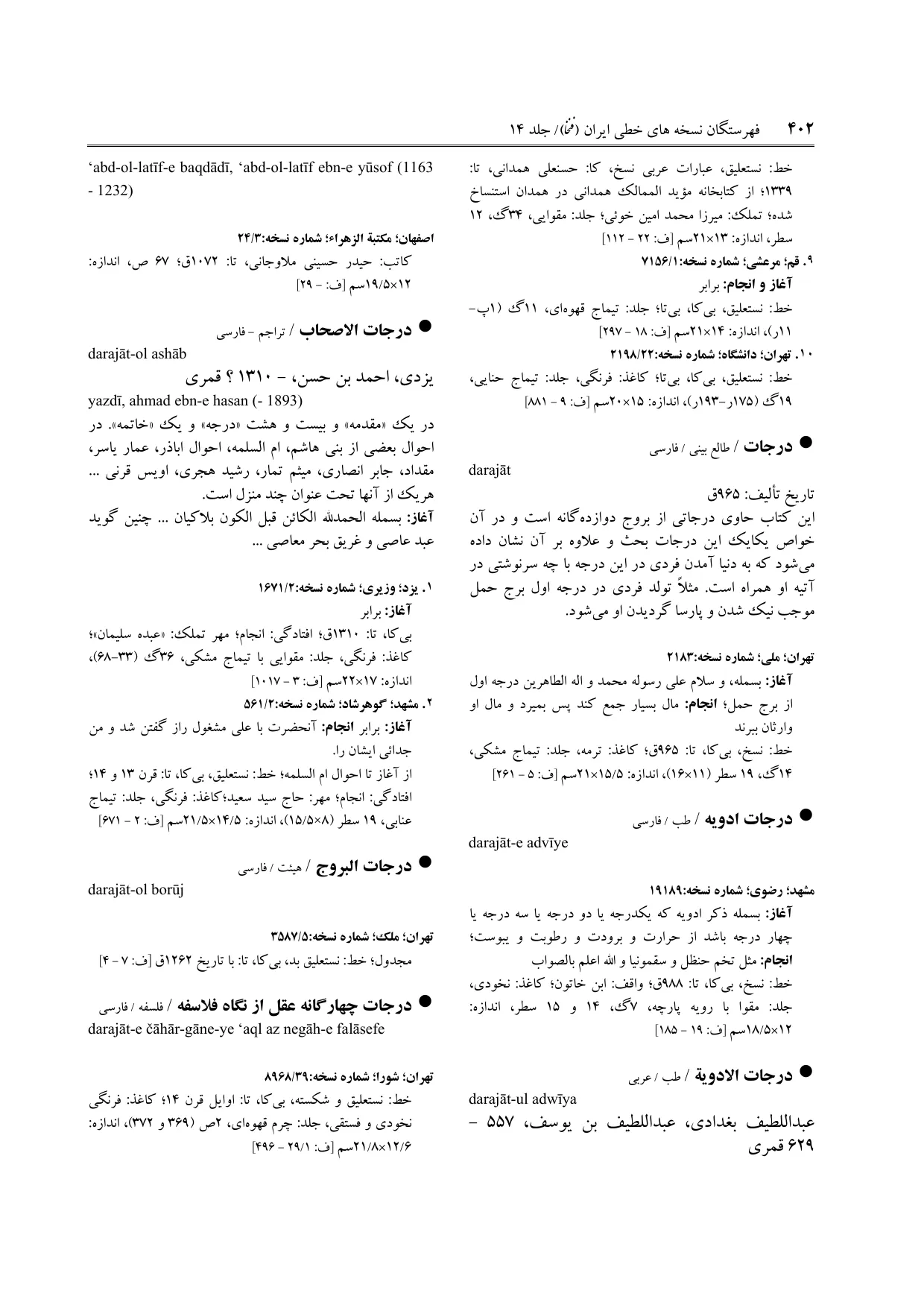 برگه‌ی ج ۱۴، ص ۴۰۲، ردیف ۱ در فنخا
