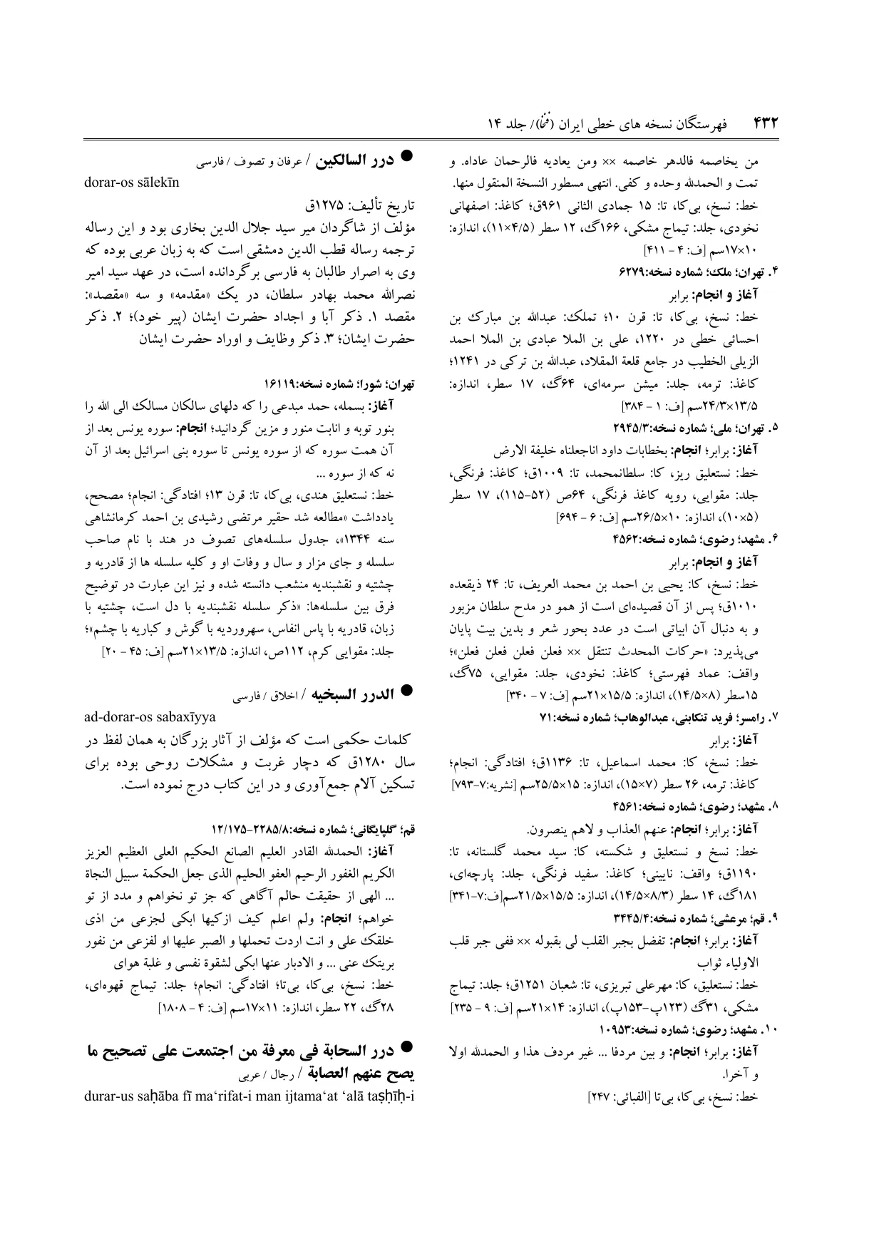 برگه‌ی ج ۱۴، ص ۴۳۲، ردیف ۱ در فنخا