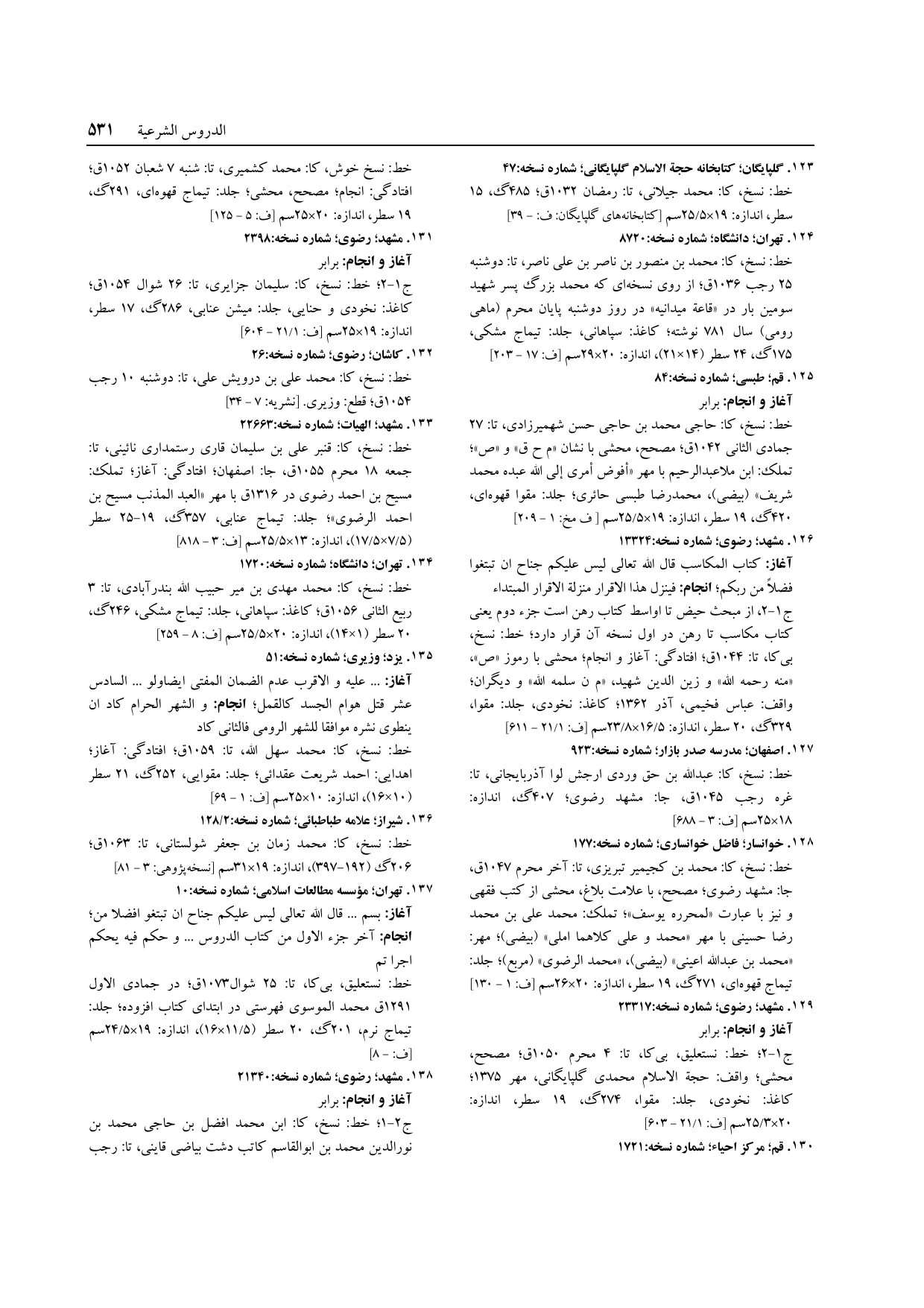 برگه‌ی ج ۱۴، ص ۵۳۱، ردیف ۱۲۹ در فنخا