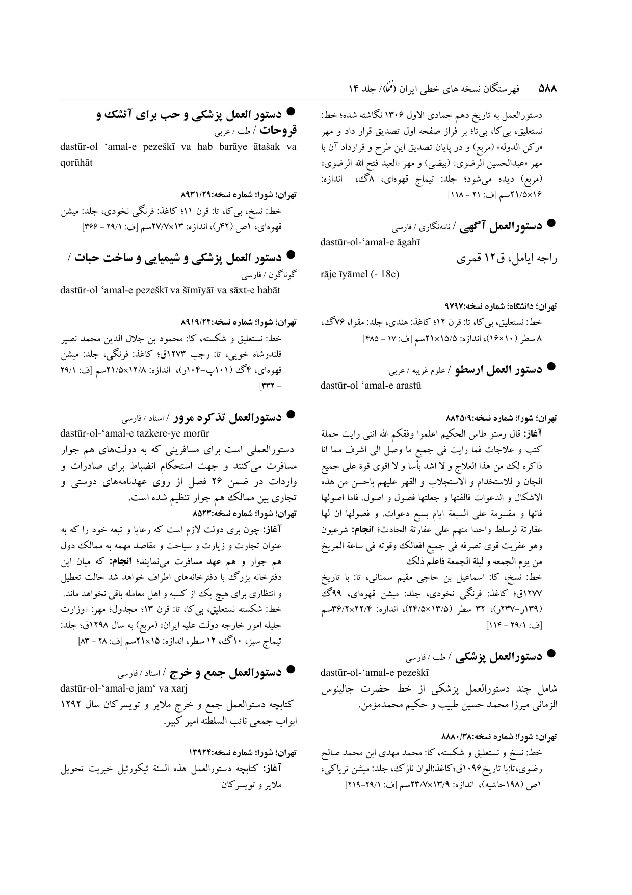 برگه‌ی ج ۱۴، ص ۵۸۸، ردیف ۱ در فنخا