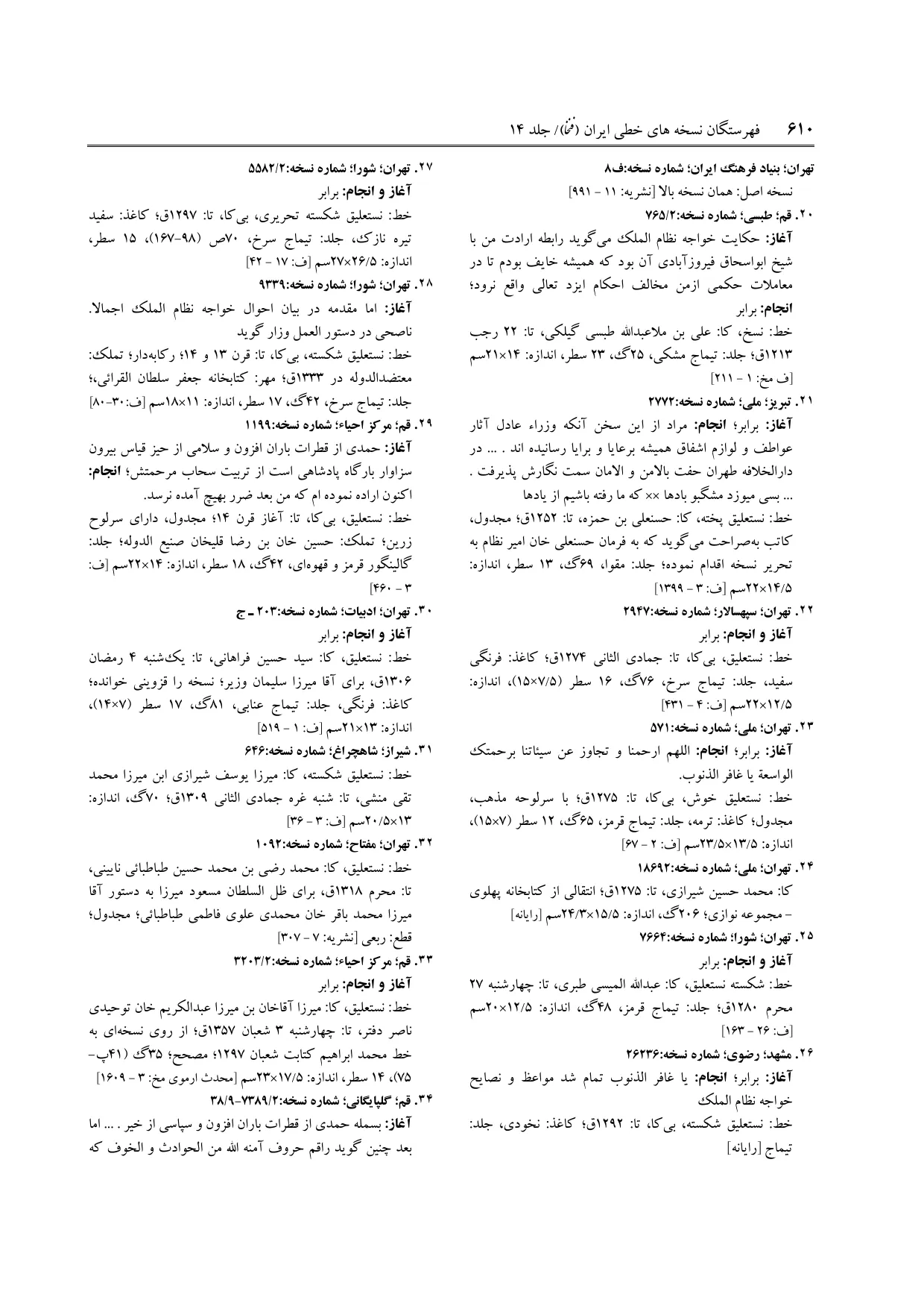 برگه‌ی فنخا، ج ۱۴، ص ۶۱۰، ردیف ۲۵