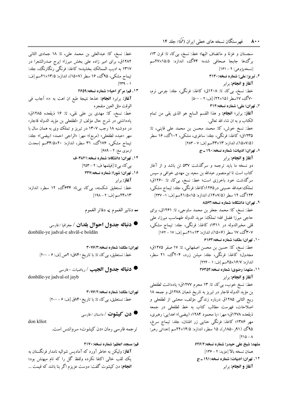 برگه‌ی فنخا، ج ۱۴، ص ۸۰۰، ردیف ۱۵