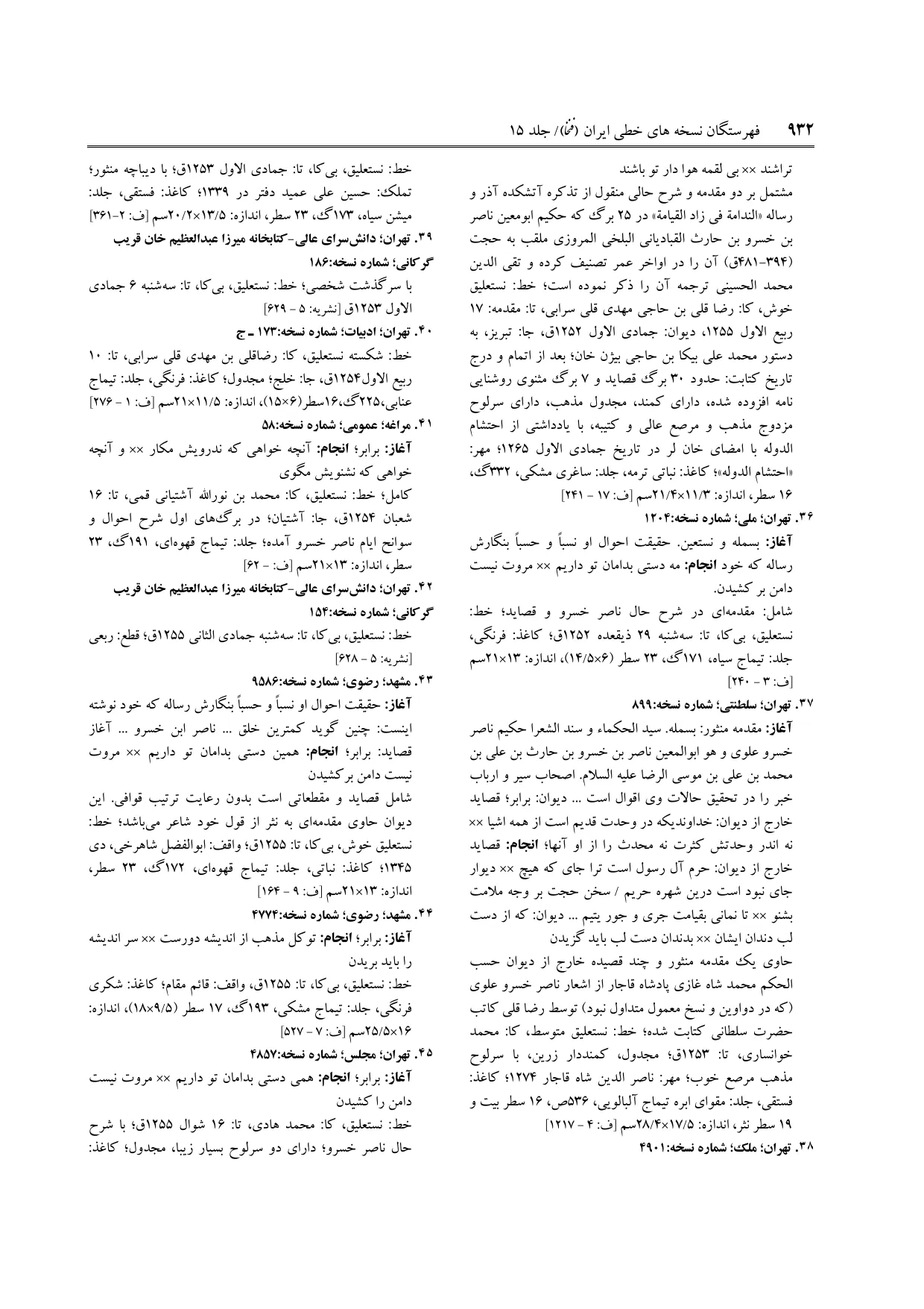 برگه‌ی ج ۱۵، ص ۹۳۲، ردیف ۴۲ در فنخا