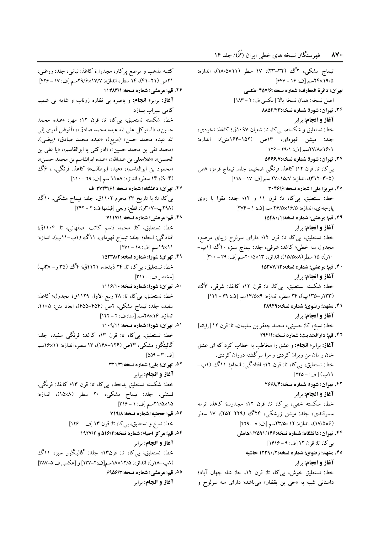 برگه‌ی ج ۱۶، ص ۸۷۰، ردیف ۳۶ در فنخا