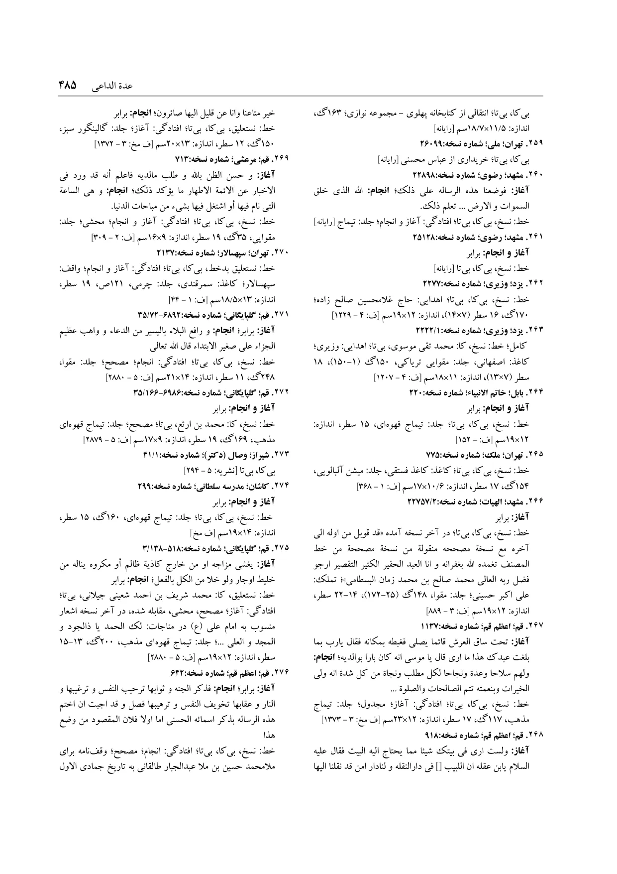برگه‌ی ج ۲۲، ص ۴۸۵، ردیف ۲۶۷ در فنخا