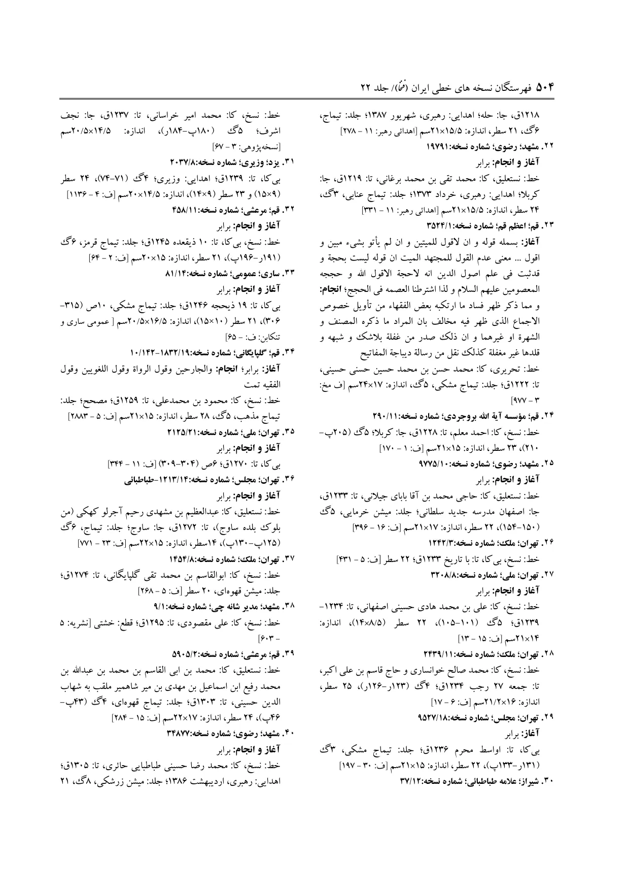 برگه‌ی ج ۲۲، ص ۵۰۴، ردیف ۲۳ در فنخا