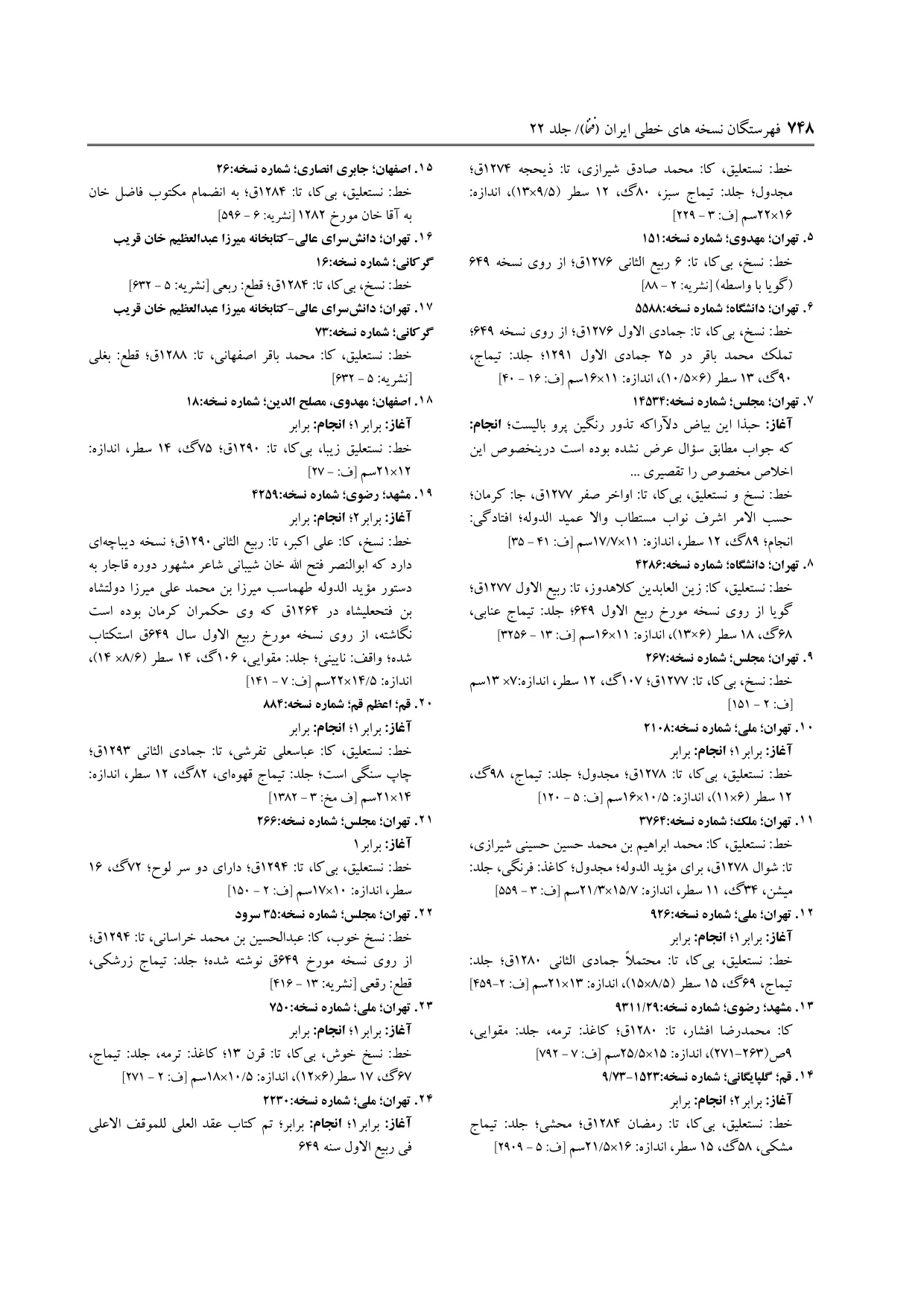 برگه‌ی ج ۲۲، ص ۷۴۸، ردیف ۲۰ در فنخا