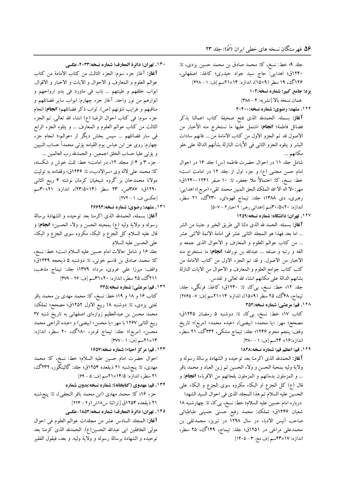 برگه‌ی ج ۲۳، ص ۵۶، ردیف ۱۲۹ در فنخا