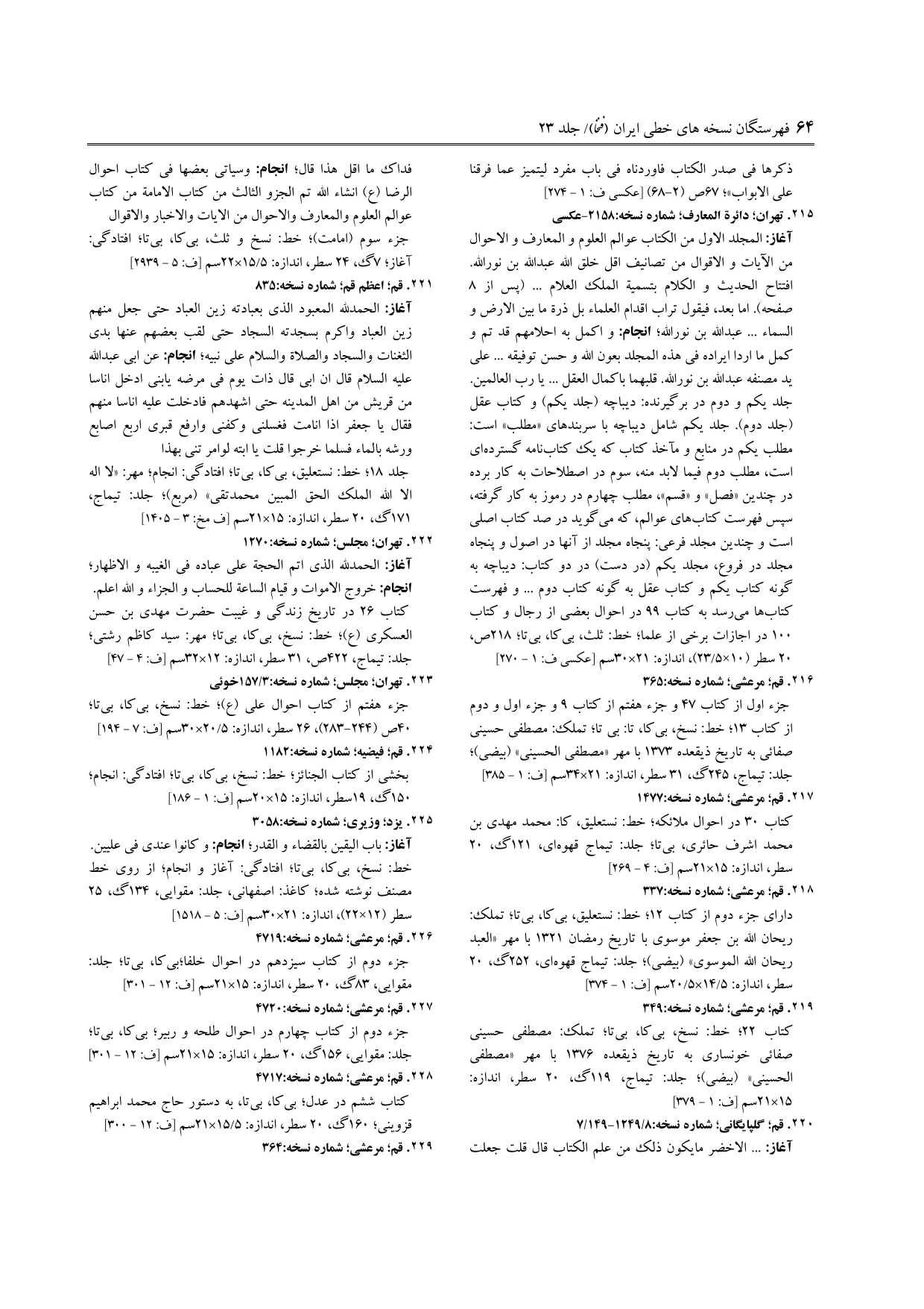 برگه‌ی ج ۲۳، ص ۶۴، ردیف ۲۲۱ در فنخا