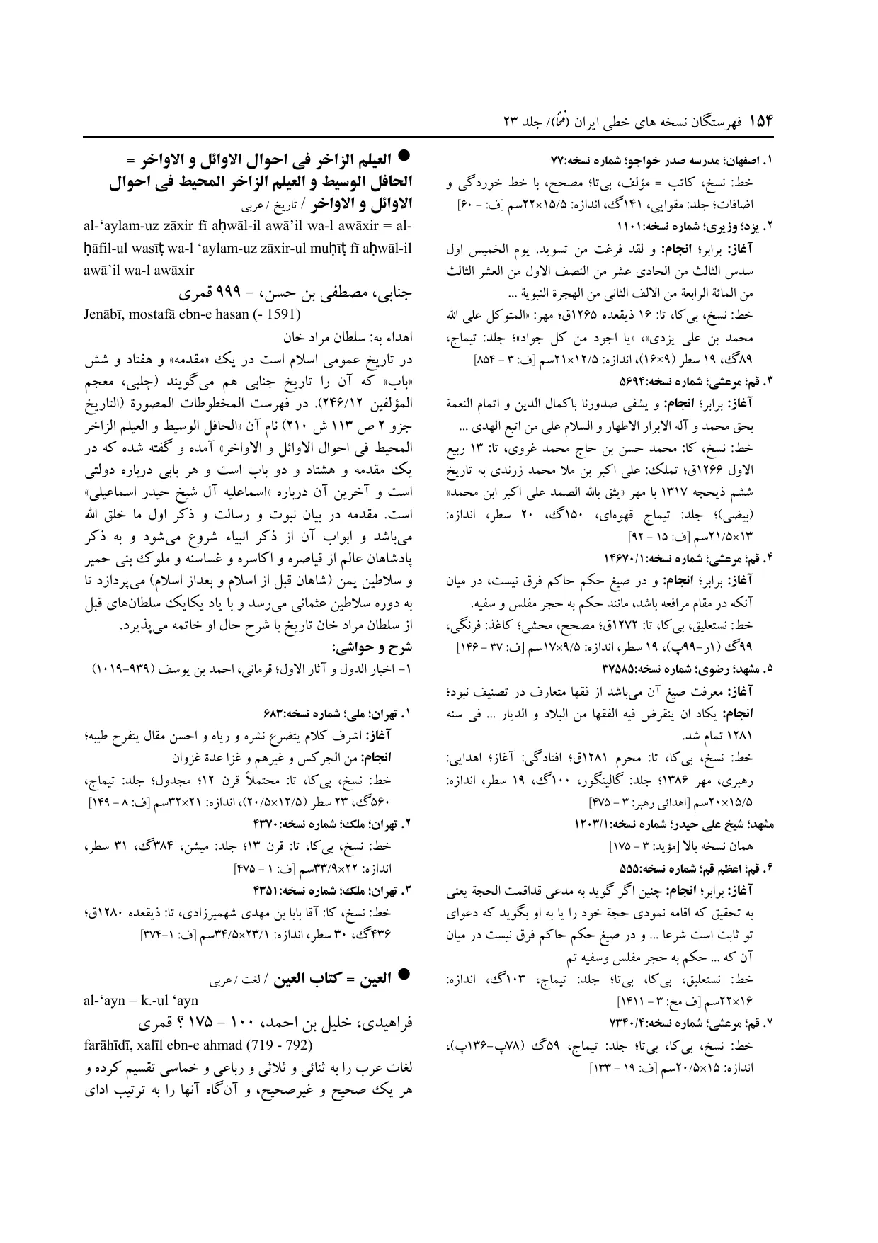 برگه‌ی ج ۲۳، ص ۱۵۴، ردیف ۶ در فنخا