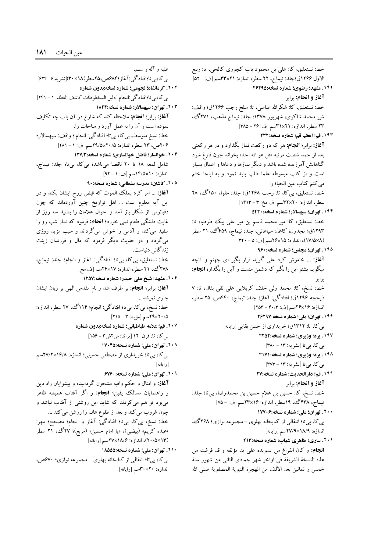 برگه‌ی ج ۲۳، ص ۱۸۱، ردیف ۲۰۴ در فنخا