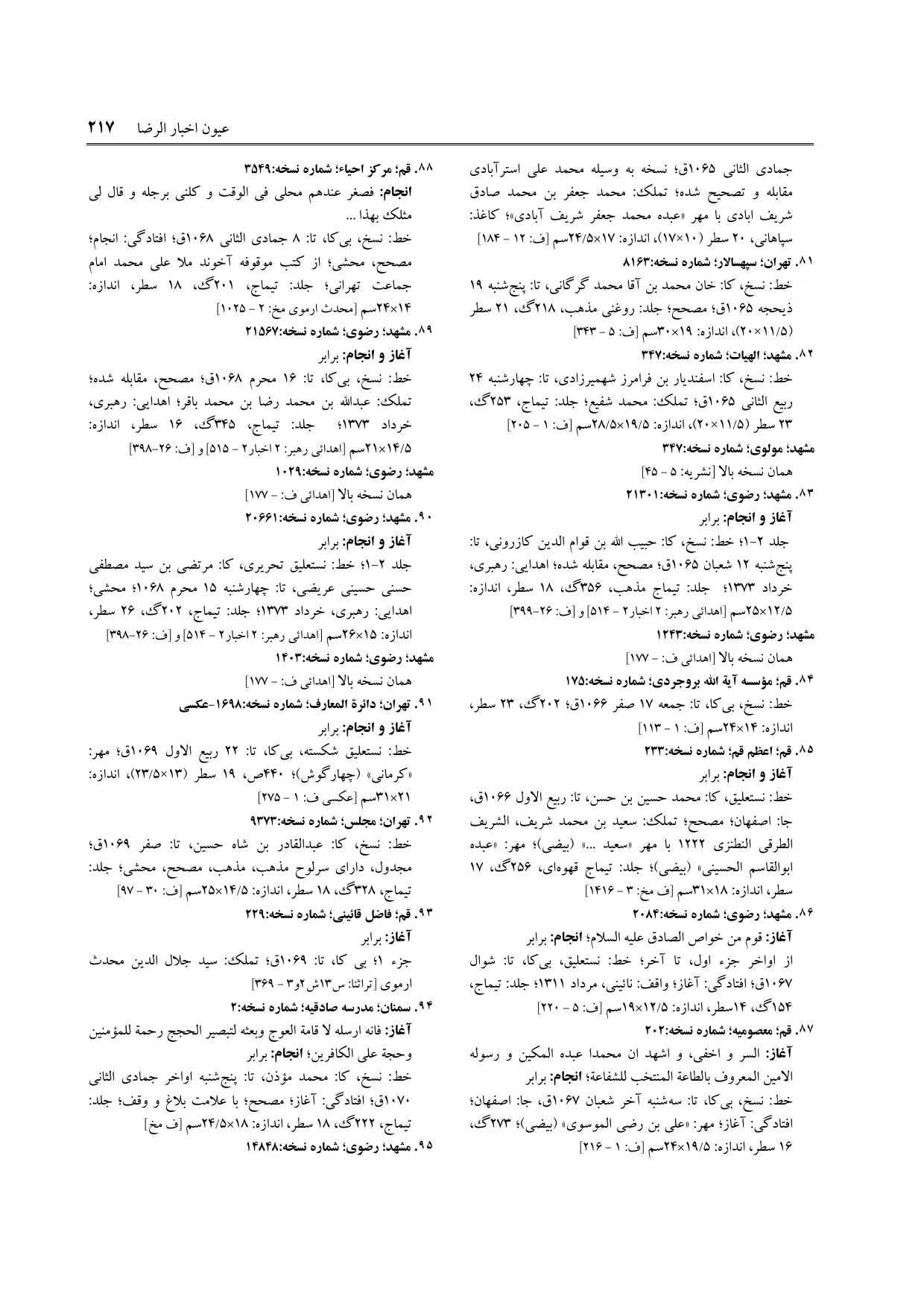 برگه‌ی ج ۲۳، ص ۲۱۷، ردیف ۸۵ در فنخا