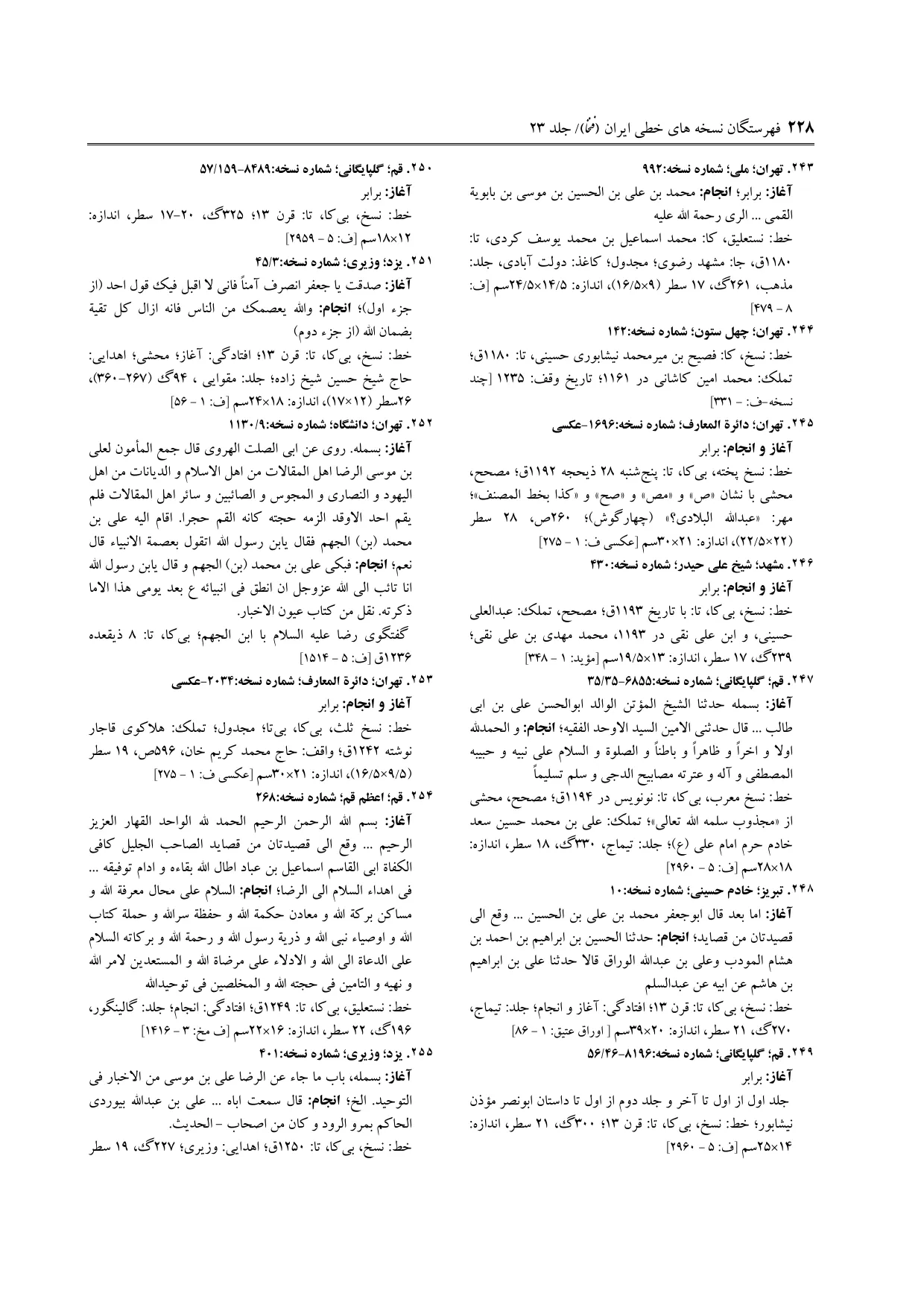 برگه‌ی فنخا، ج ۲۳، ص ۲۲۸، ردیف ۲۵۴