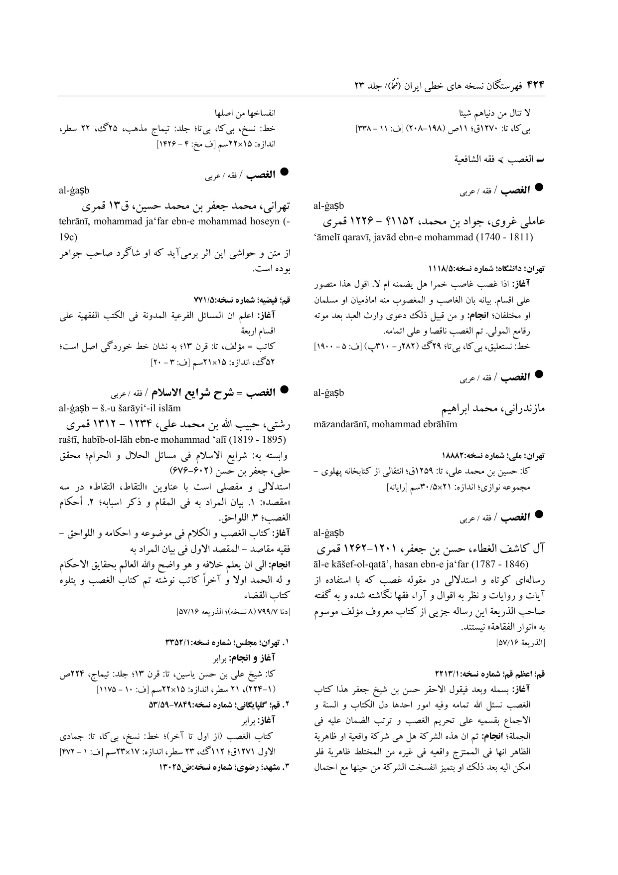 برگه‌ی ج ۲۳، ص ۴۲۴، ردیف ۱ در فنخا