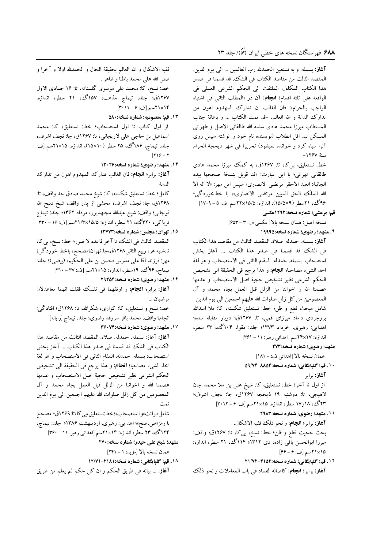 برگه‌ی ج ۲۳، ص ۶۸۸، ردیف ۱۹ در فنخا