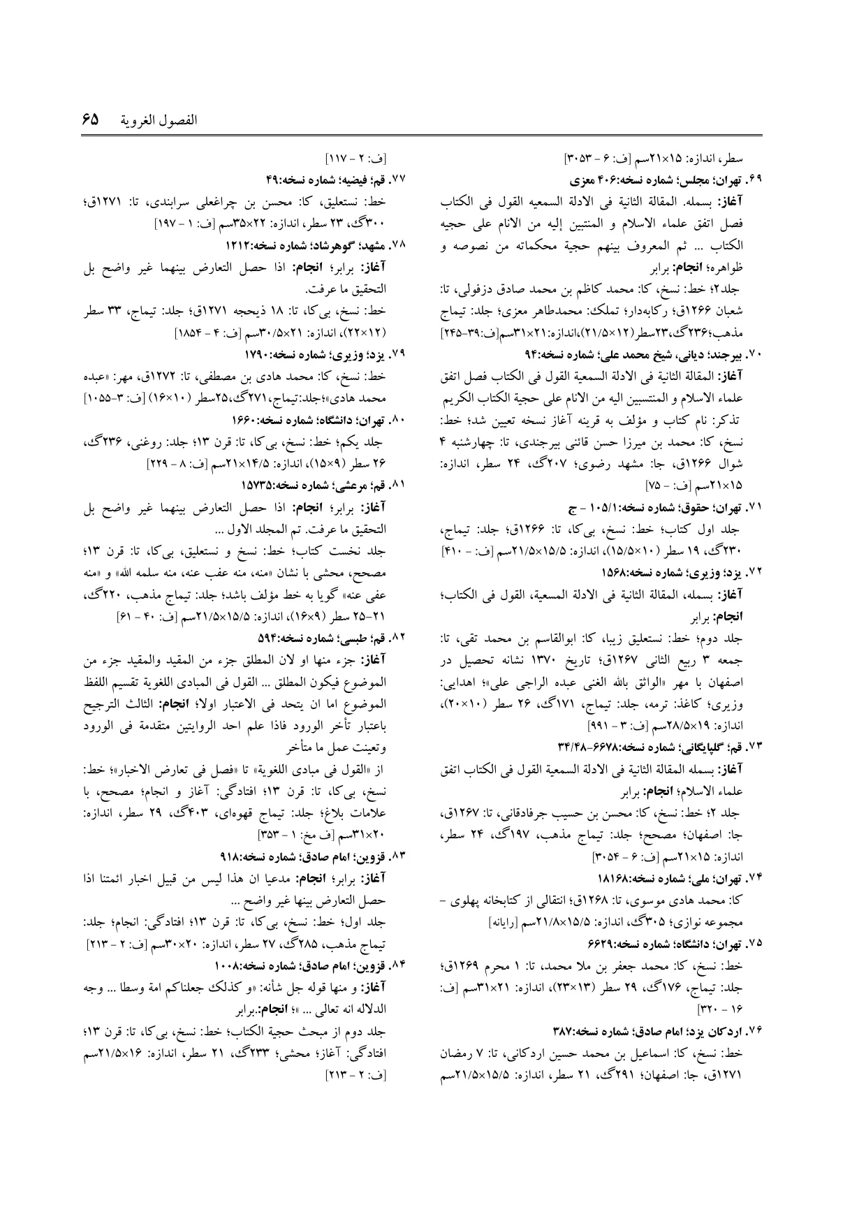 برگه‌ی ج ۲۴، ص ۶۵، ردیف ۷۰ در فنخا
