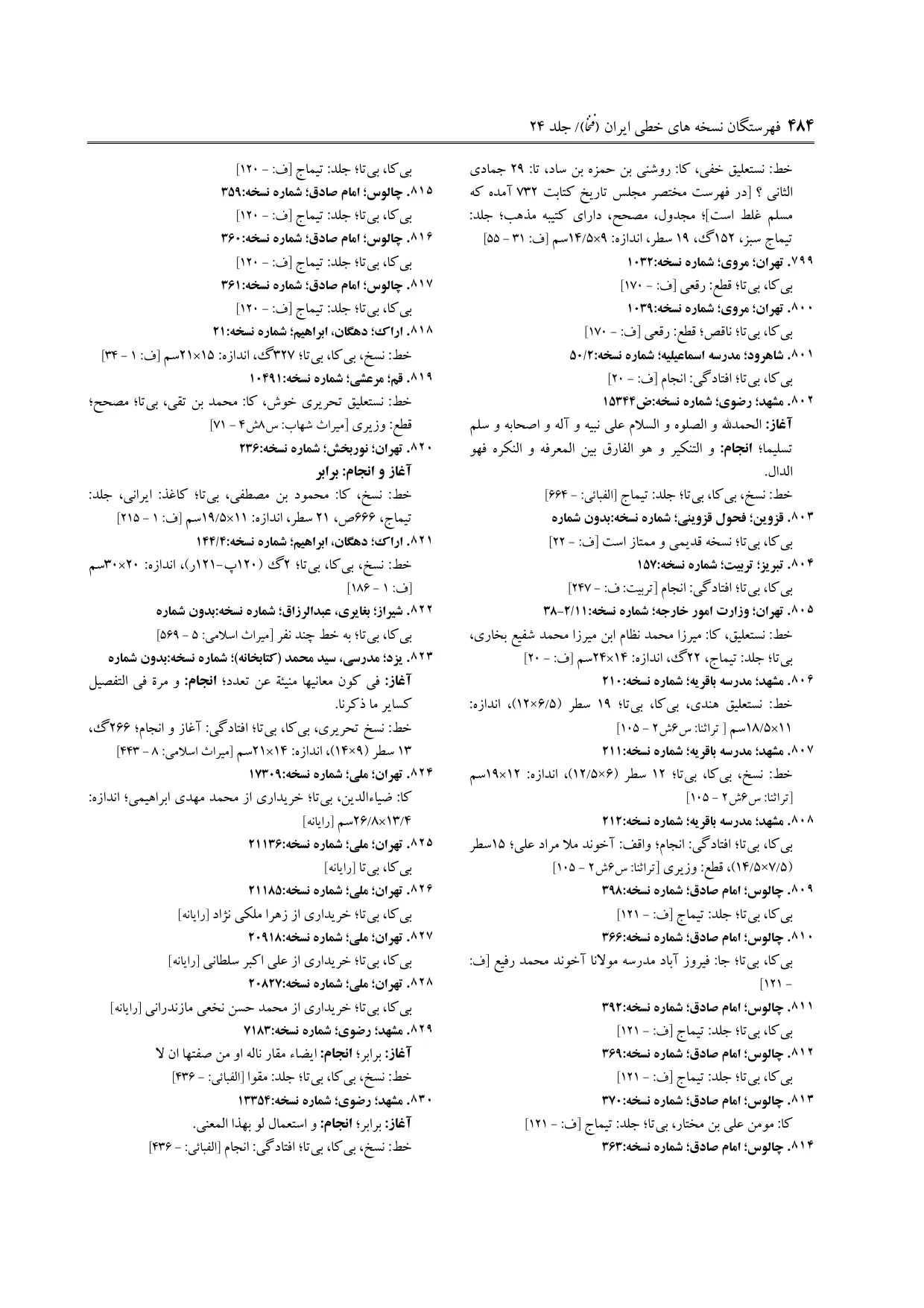 برگه‌ی ج ۲۴، ص ۴۸۴، ردیف ۸۲۳ در فنخا