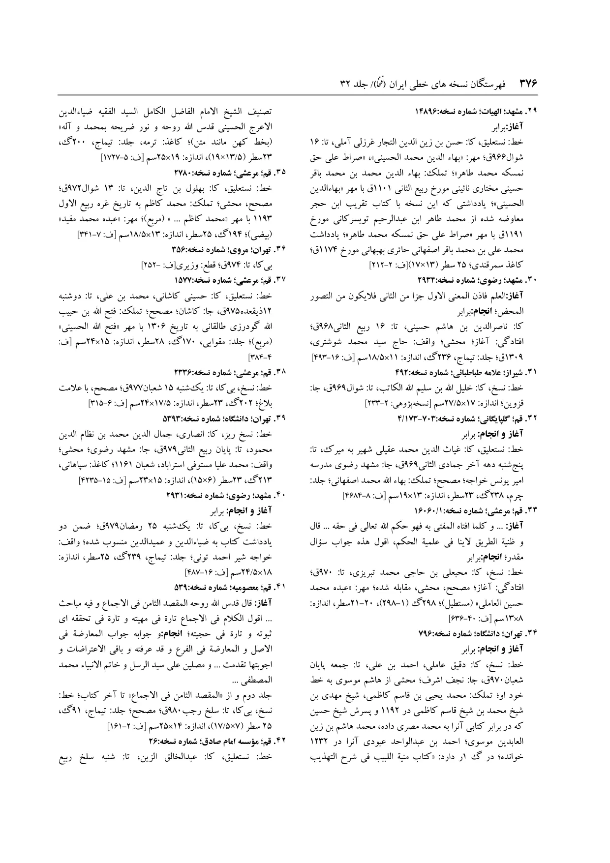 برگه‌ی ج ۳۲، ص ۳۷۶، ردیف ۴۲ در فنخا