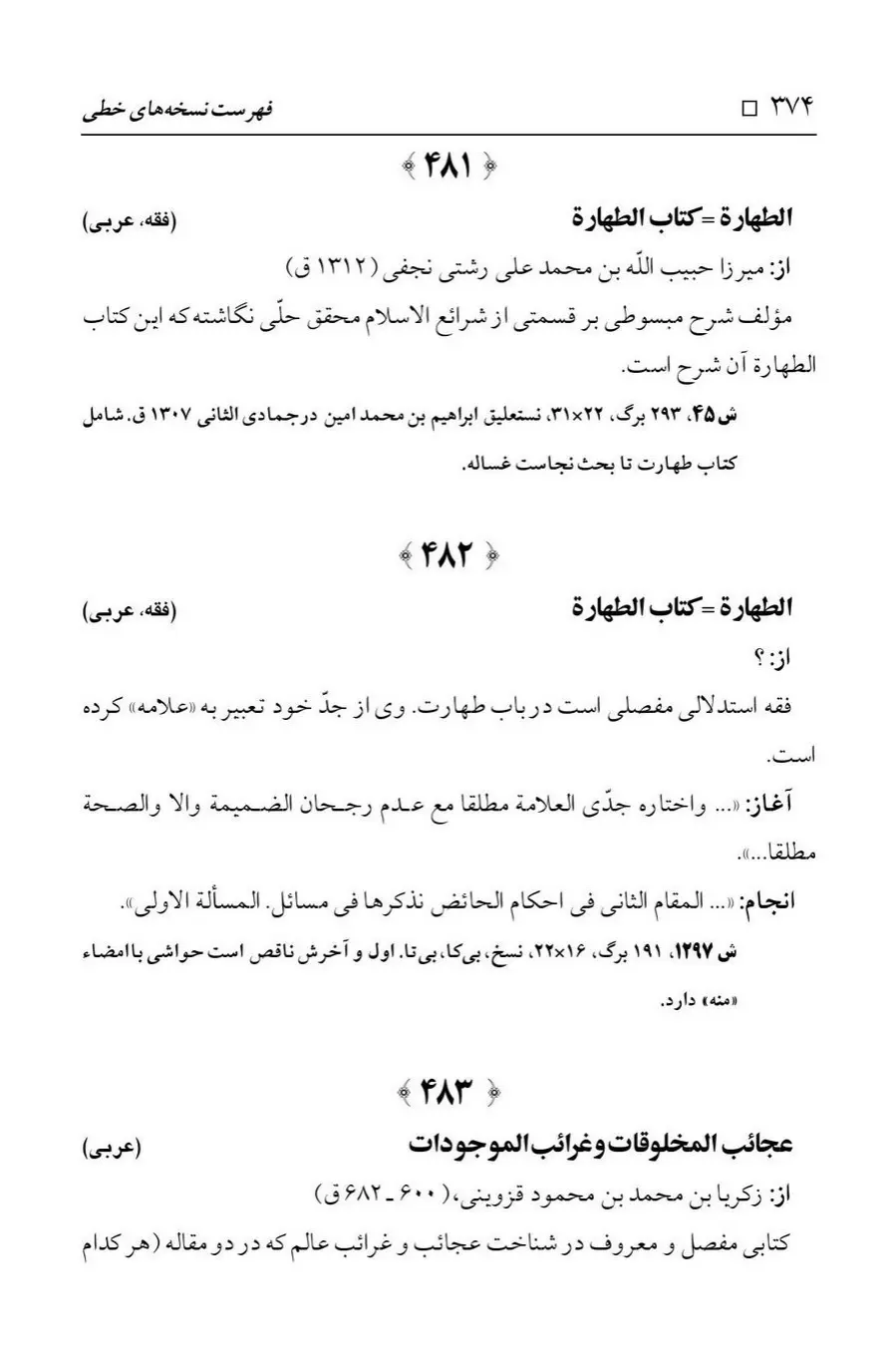 برگه‌ی فهرست نسخه‌های خطی کتابخانه مسجد اعظم قم، چاپ ۱۳۸۸، به کوشش رضا استادی، ج ۱، ص ۳۷۴